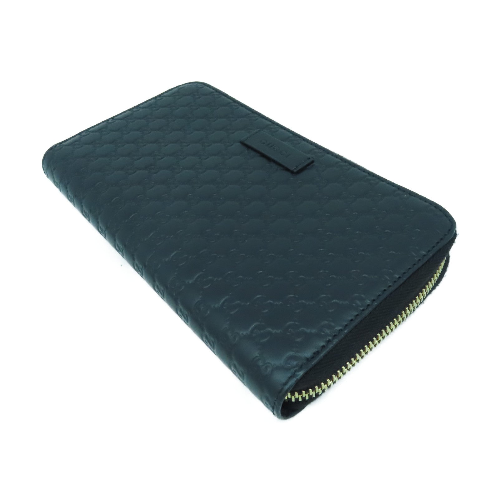 GUCCI 牛皮皮革Zipper Long Wallet金扣長錢包黑色