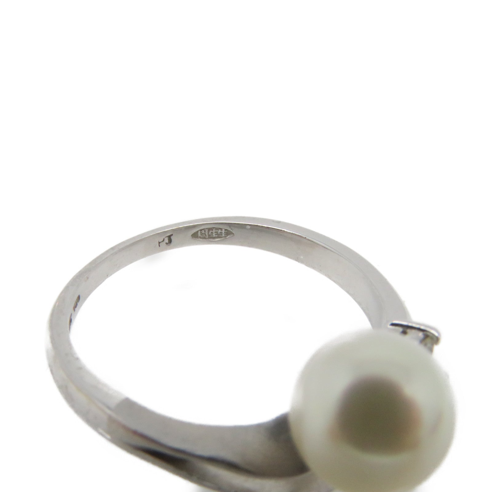 JEWELRY 18K白金/珍珠/鑽石Pearl Ring戒指US#4.75