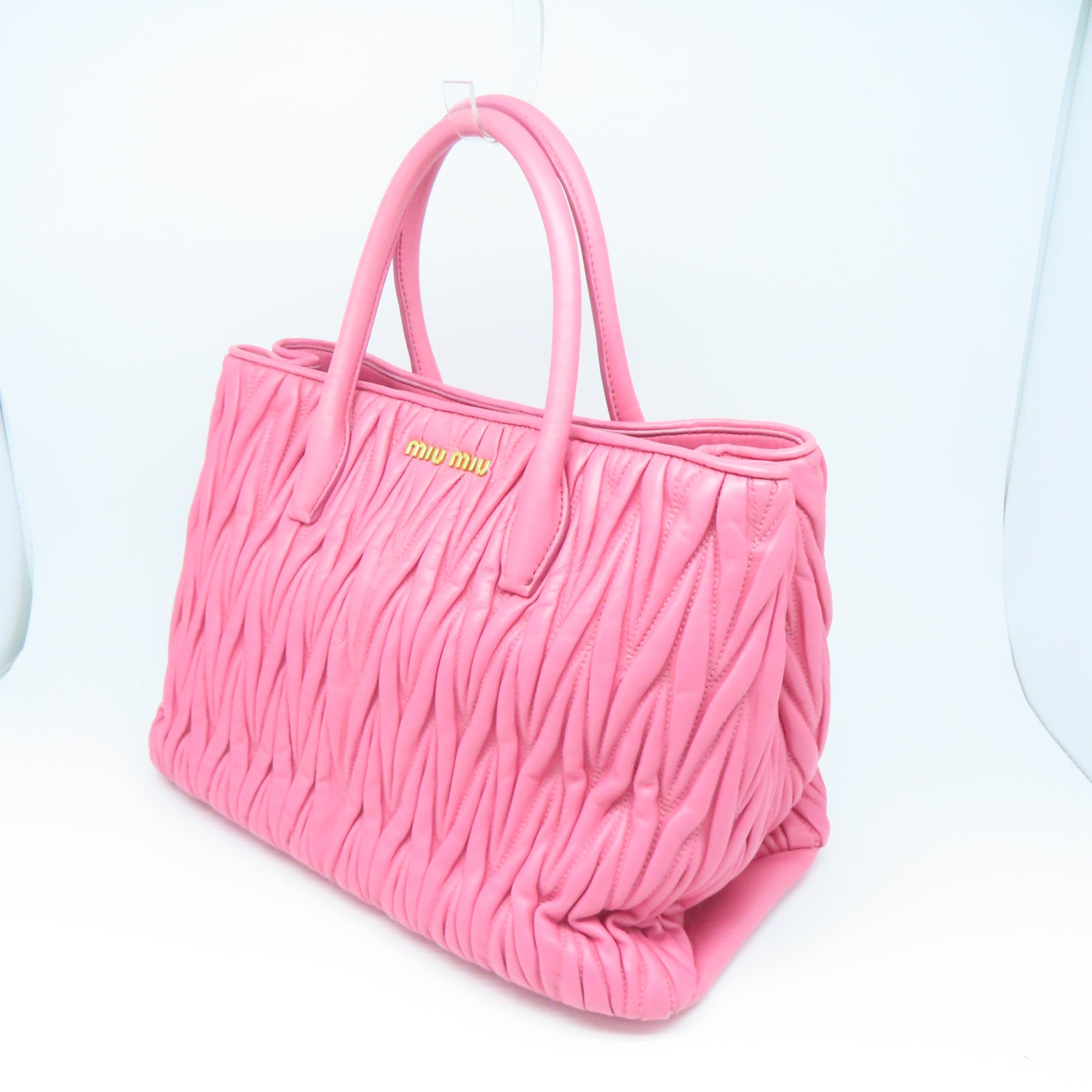 Miu Miu 羊皮皮革2way Shoulder Bag金扣手挽肩背两用袋粉红色