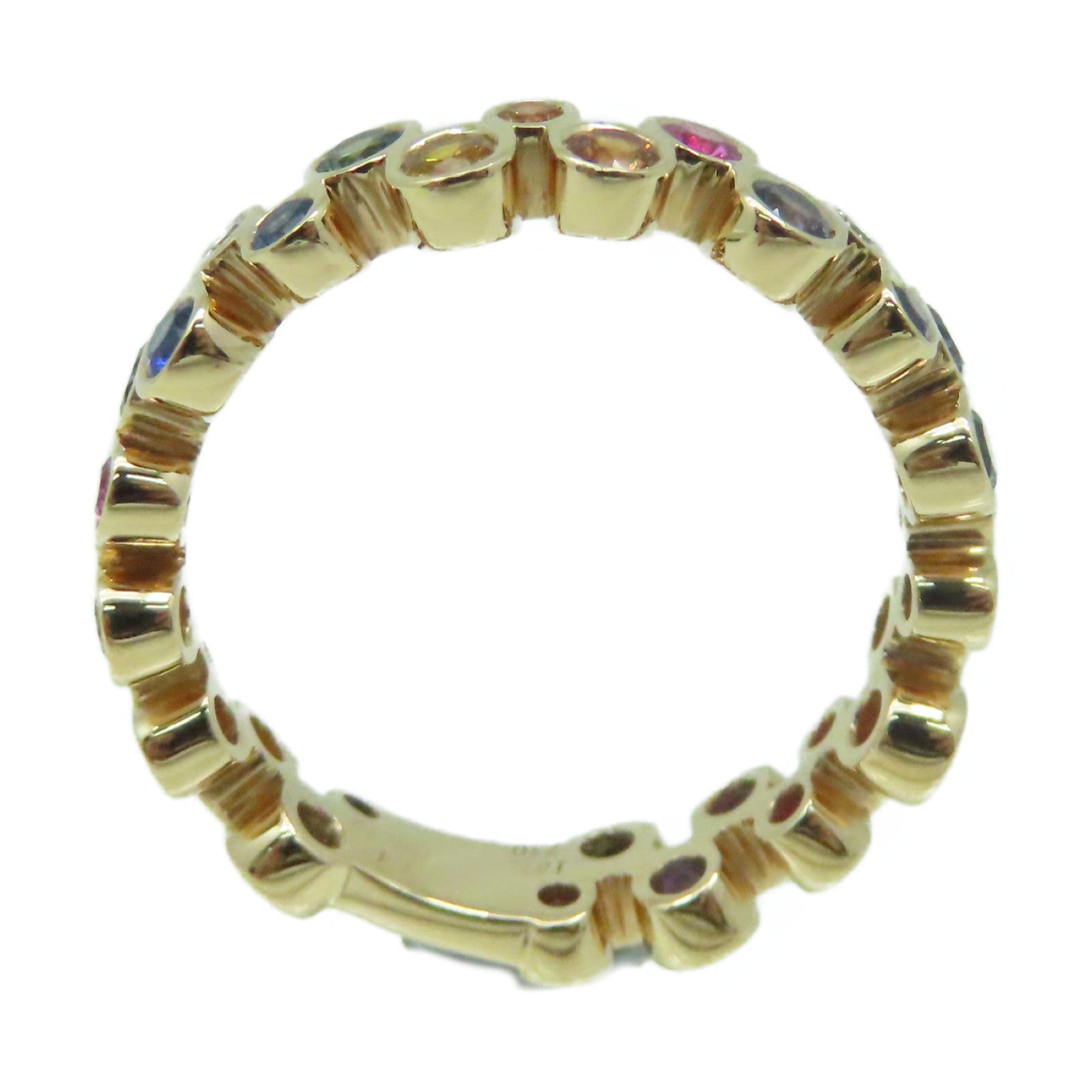 JEWELRY 18K玫瑰金/0.12ct鑽石/1.41ct彩色寶石Multi Stone Ring戒指US#6.5