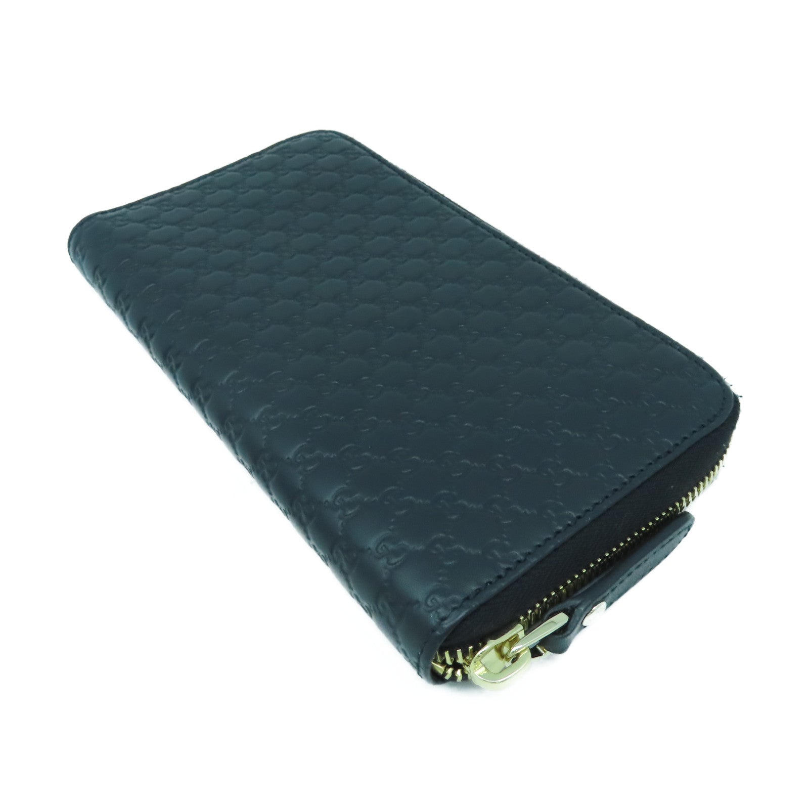 GUCCI 牛皮皮革Zipper Long Wallet金扣長錢包黑色