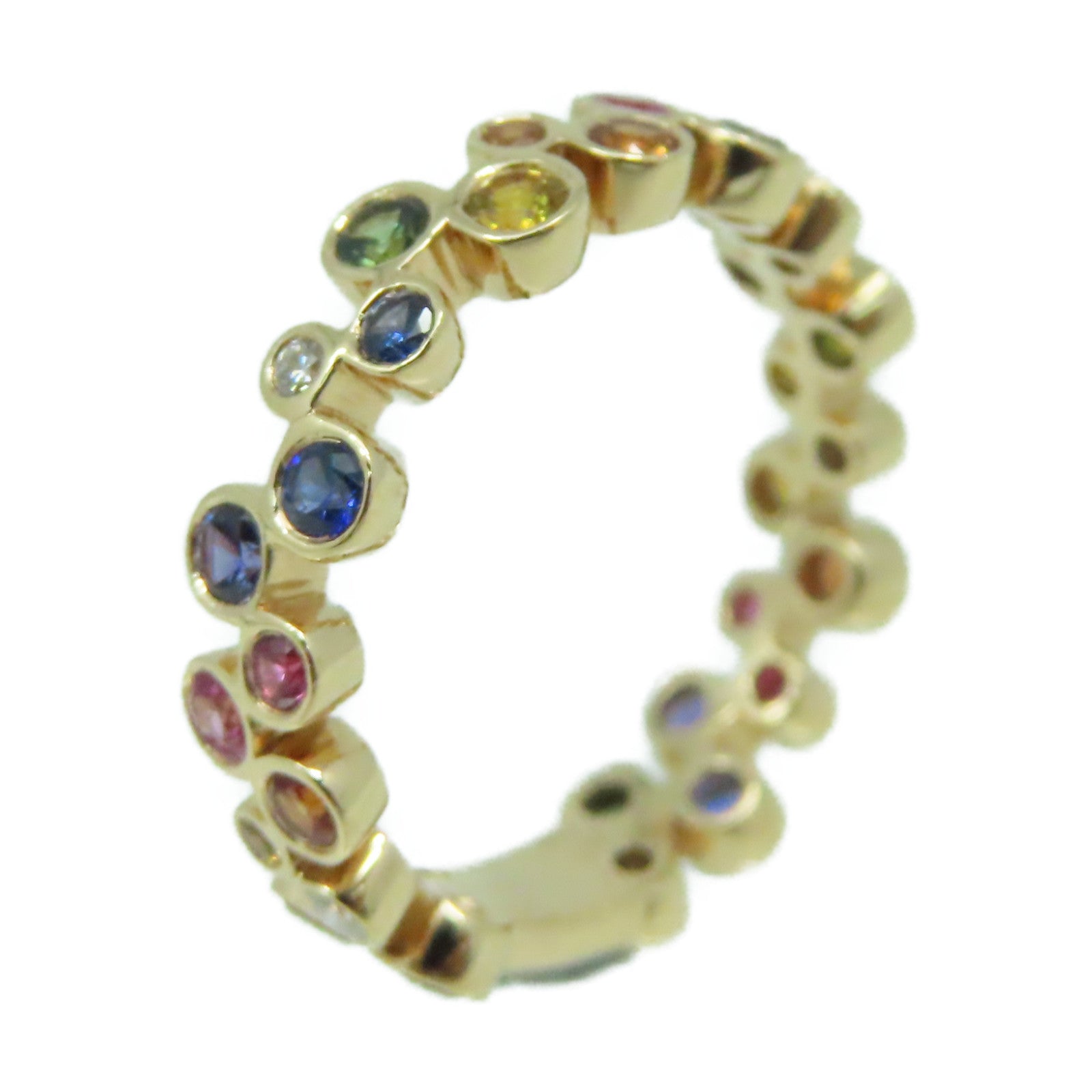 JEWELRY 18K玫瑰金/0.12ct鑽石/1.41ct彩色寶石Multi Stone Ring戒指US#6.5
