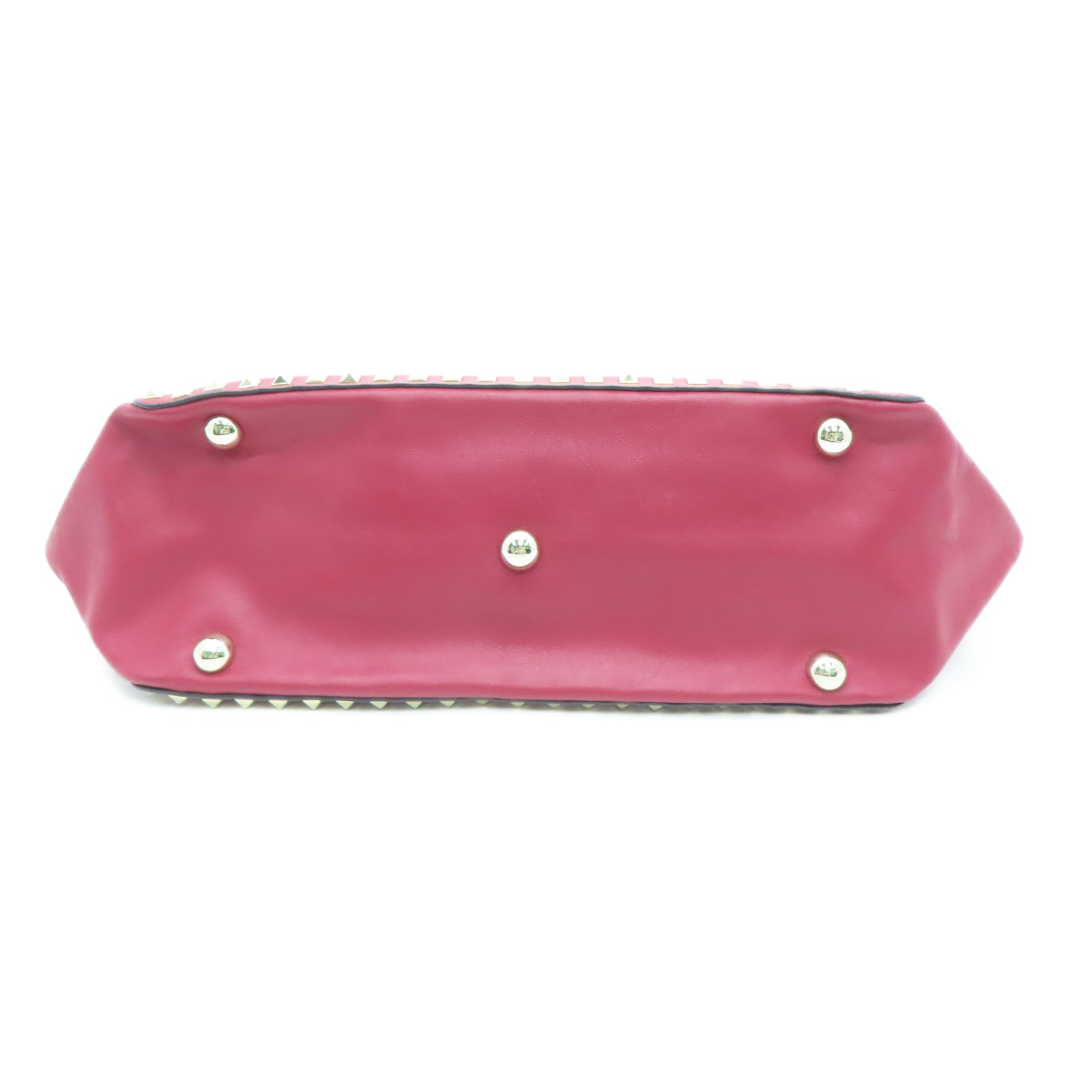 Valentino Leather Rockstud Gold Buckle Handle Shoulder Bag Red