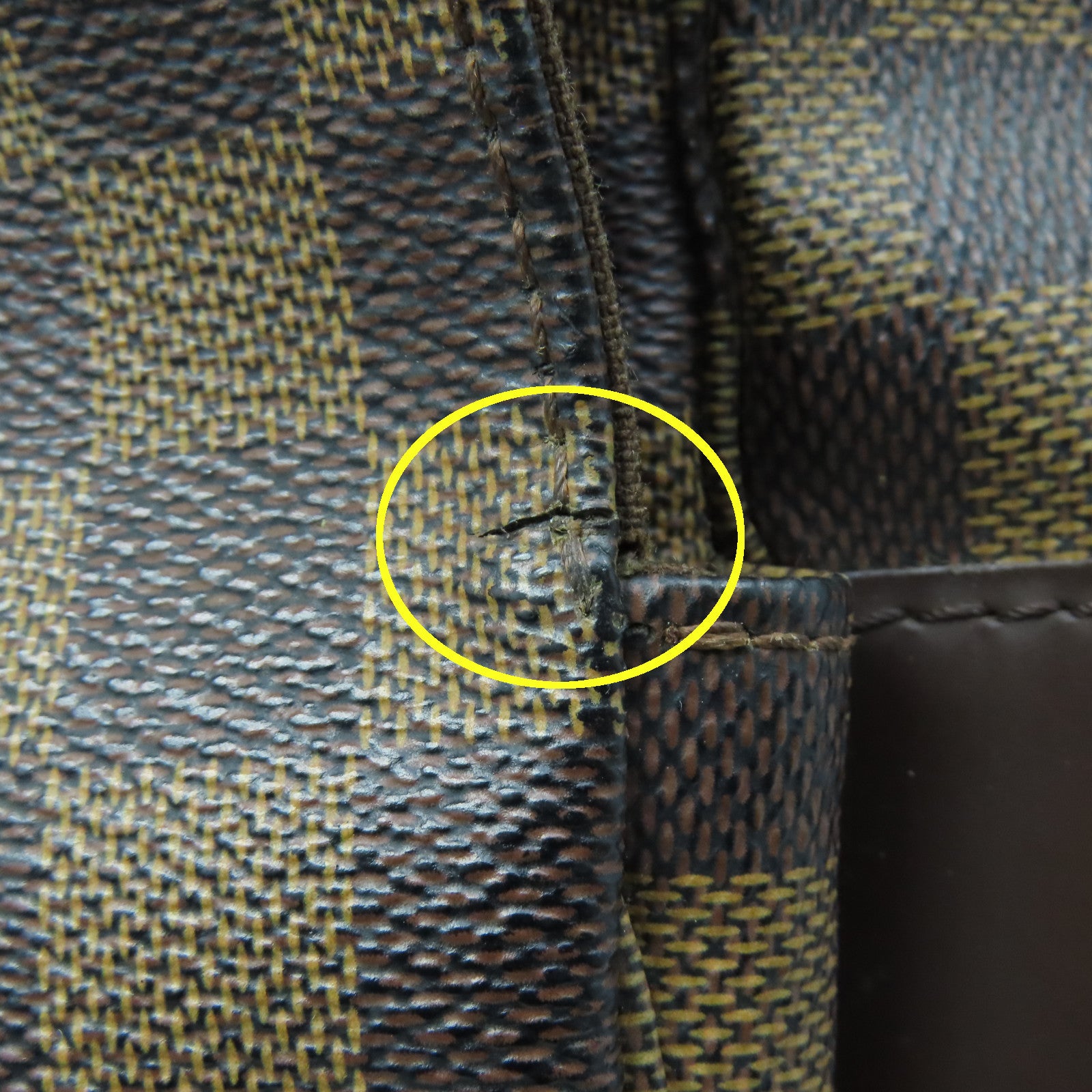 LOUIS VUITTON Damier Naviglio Gold Buckle Shoulder Bag Brown
