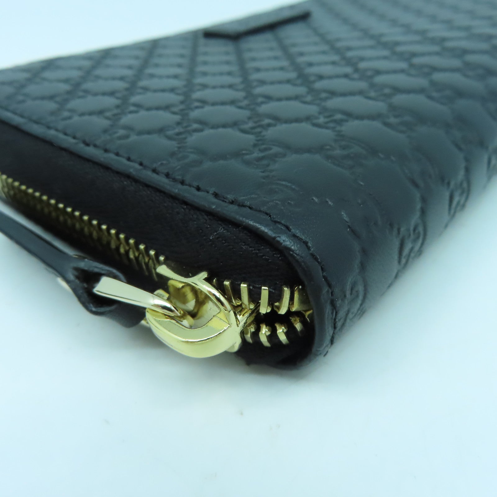 GUCCI 牛皮皮革Zipper Long Wallet金扣長錢包黑色
