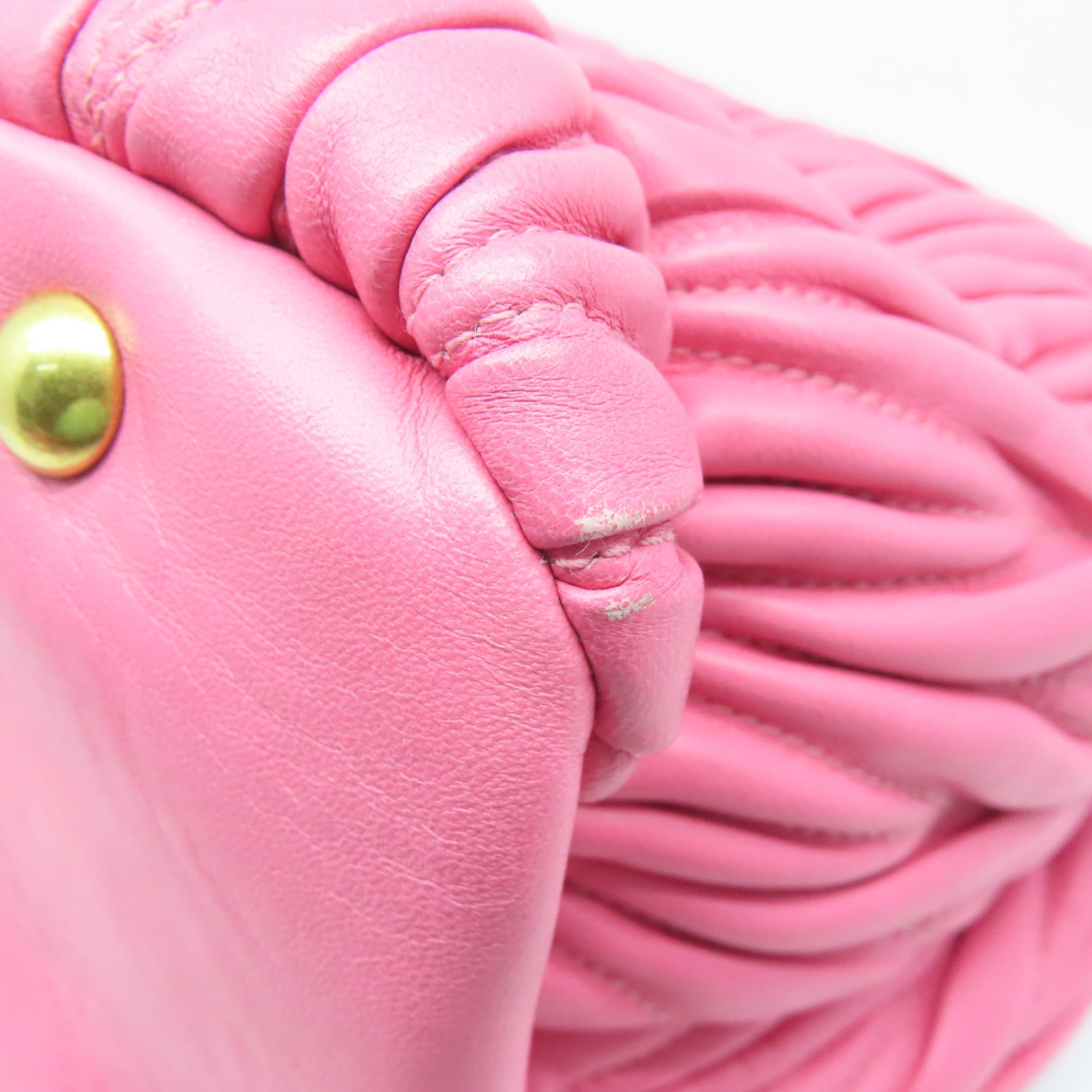 Miu Miu 羊皮皮革2way Shoulder Bag金扣手挽肩背两用袋粉红色