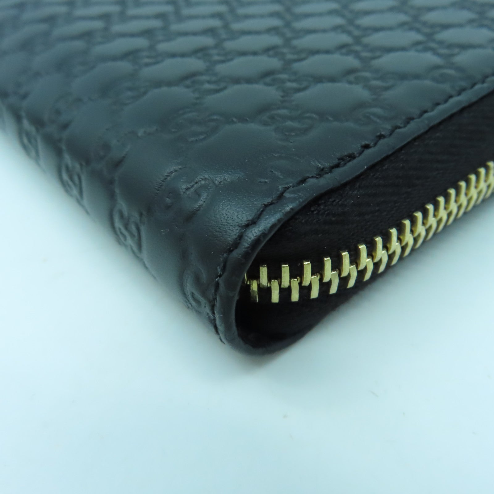 GUCCI 牛皮皮革Zipper Long Wallet金扣長錢包黑色