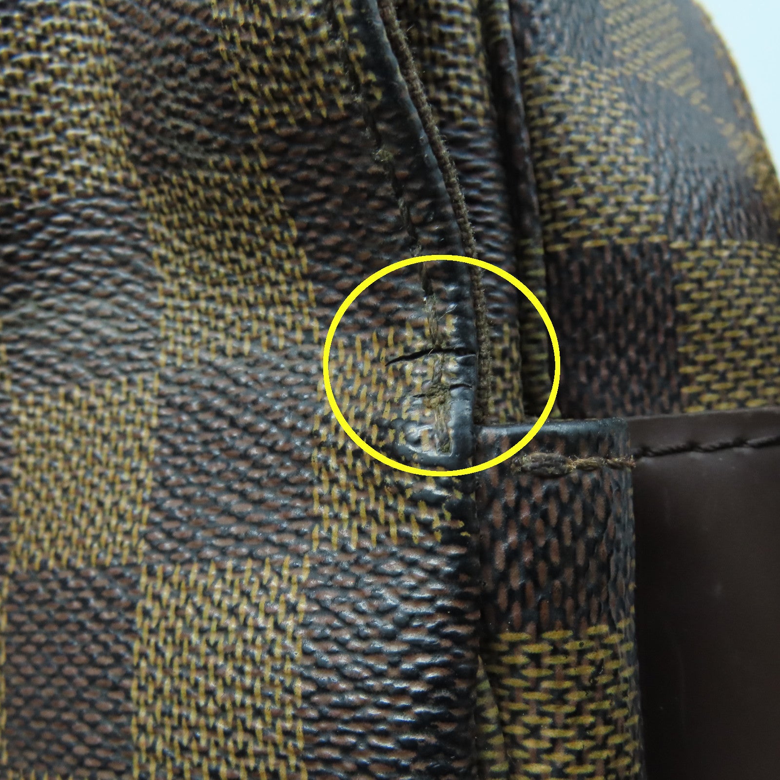 LOUIS VUITTON Damier Naviglio Gold Buckle Shoulder Bag Brown