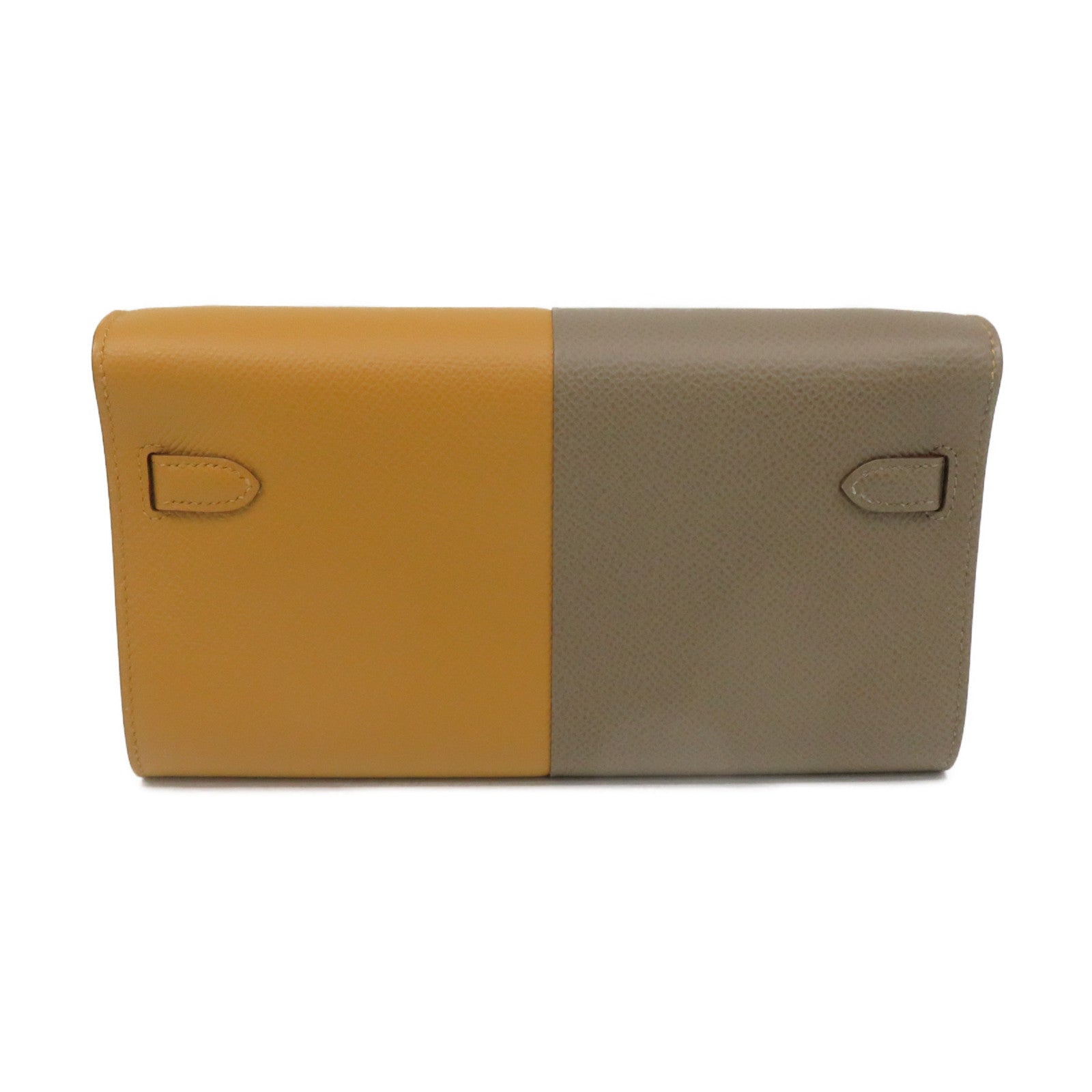 HERMES Epsom Leather Kelly To Go Wallet Shoulder Bag Silver Buckle Wallet Shoulder Bag Etain Brown