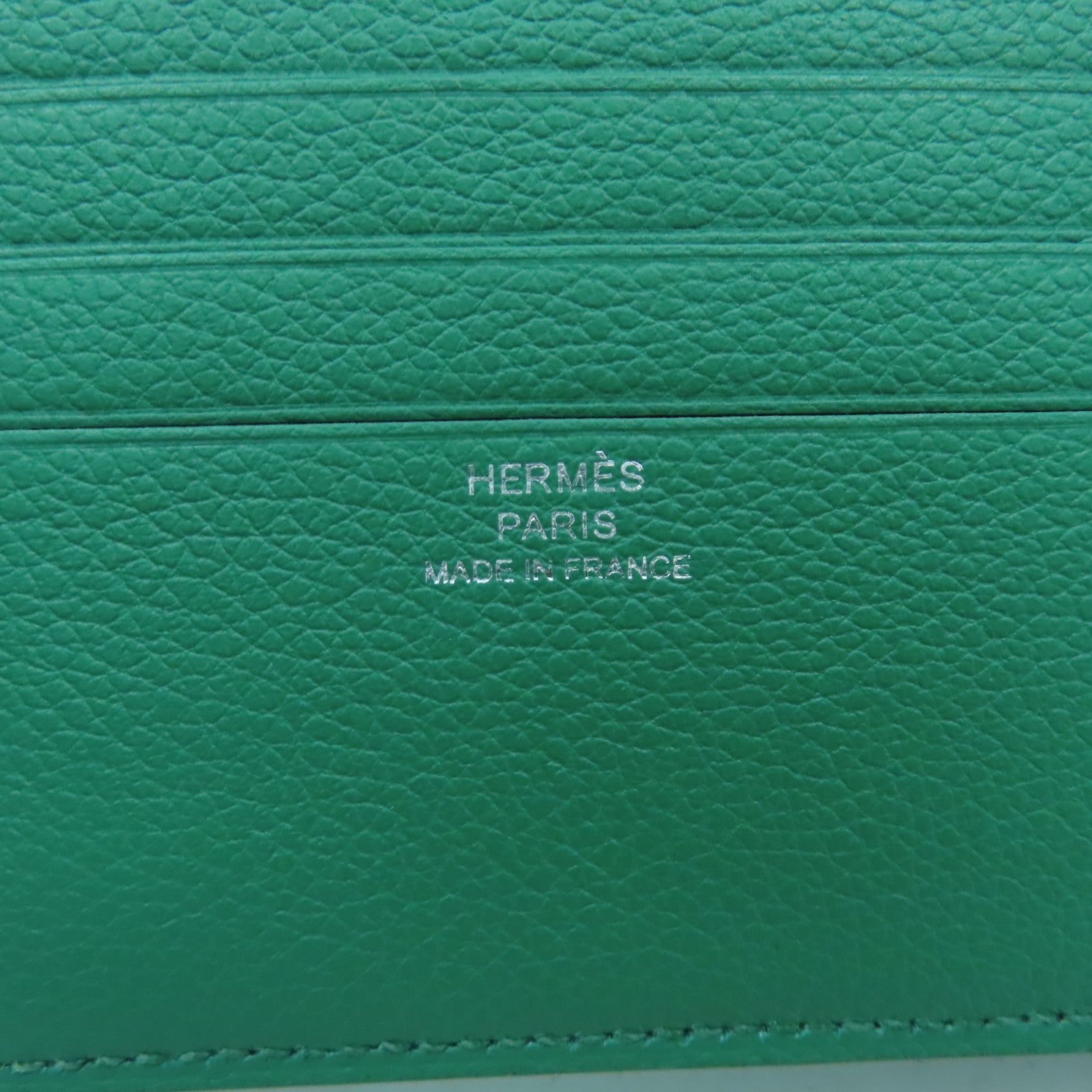 HERMES Evercolor皮革Citizen Twill Compact Wallet錢包Vert Vertigo絲絨綠