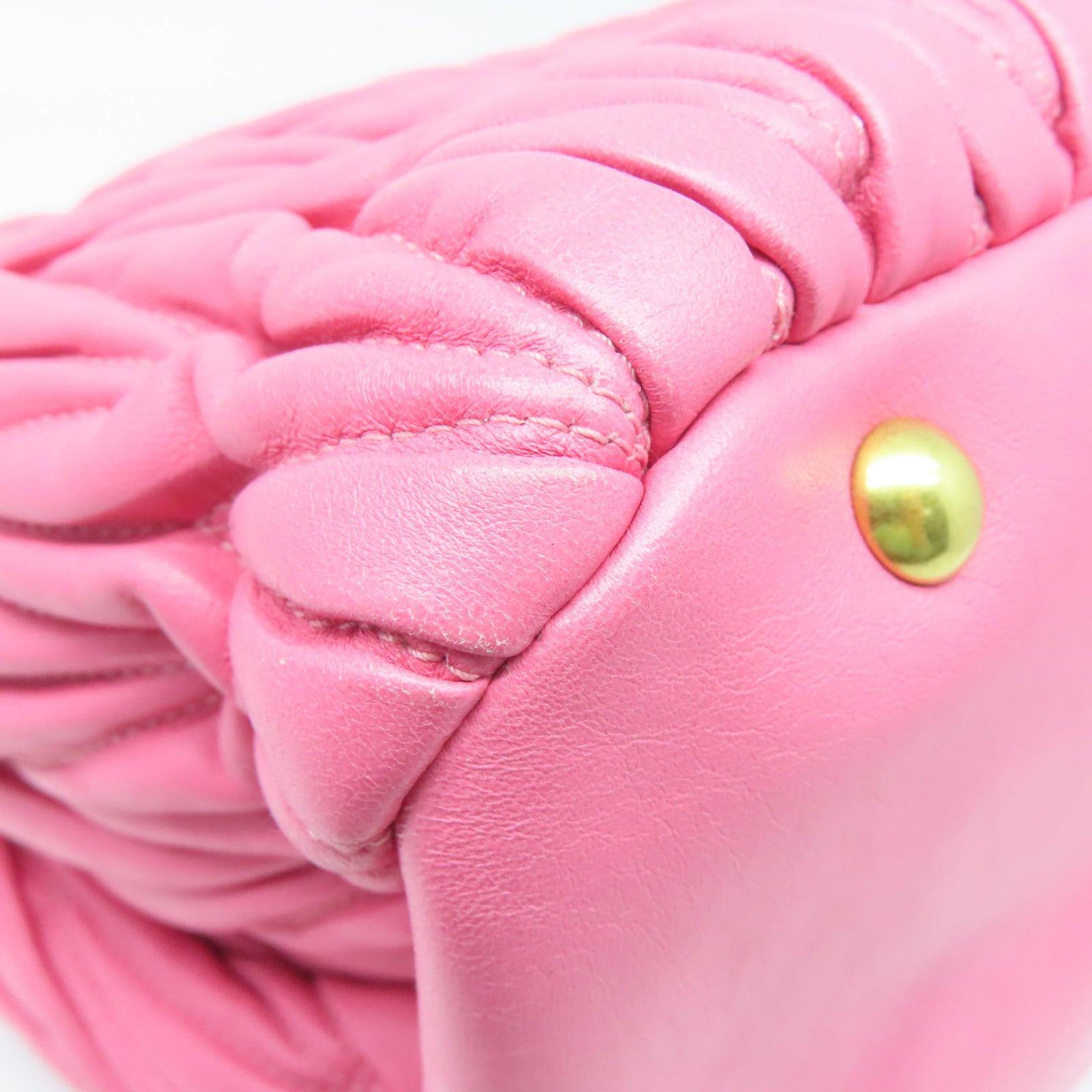 Miu Miu 羊皮皮革2way Shoulder Bag金扣手挽肩背两用袋粉红色