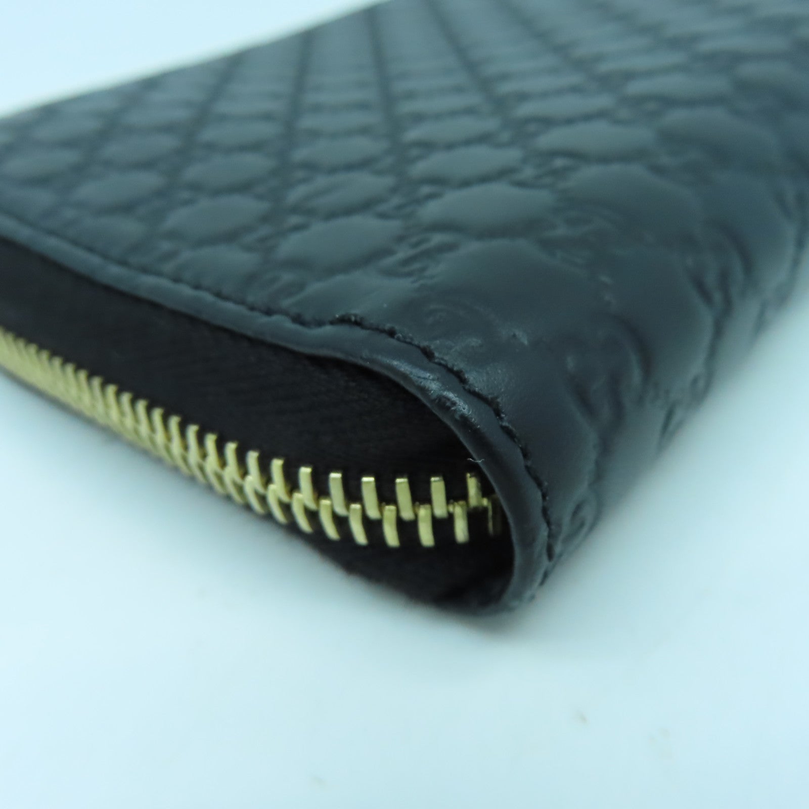 GUCCI 牛皮皮革Zipper Long Wallet金扣長錢包黑色