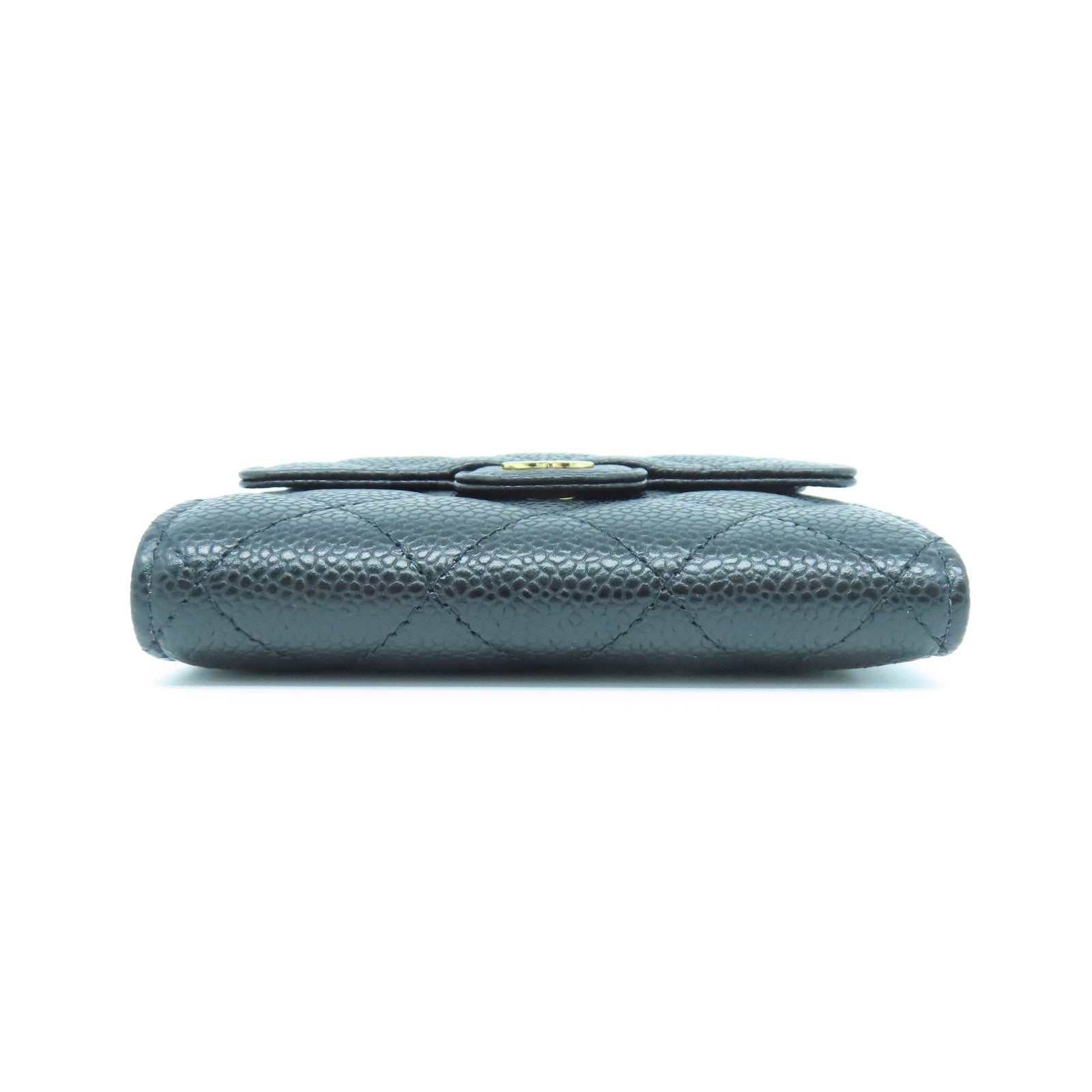 CHANEL 菱格Caviar皮革Wallet金扣錢包黑色