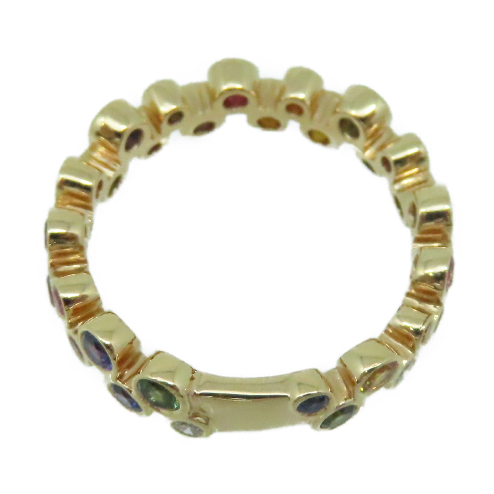 JEWELRY 18K玫瑰金/0.12ct鑽石/1.41ct彩色寶石Multi Stone Ring戒指US#6.5