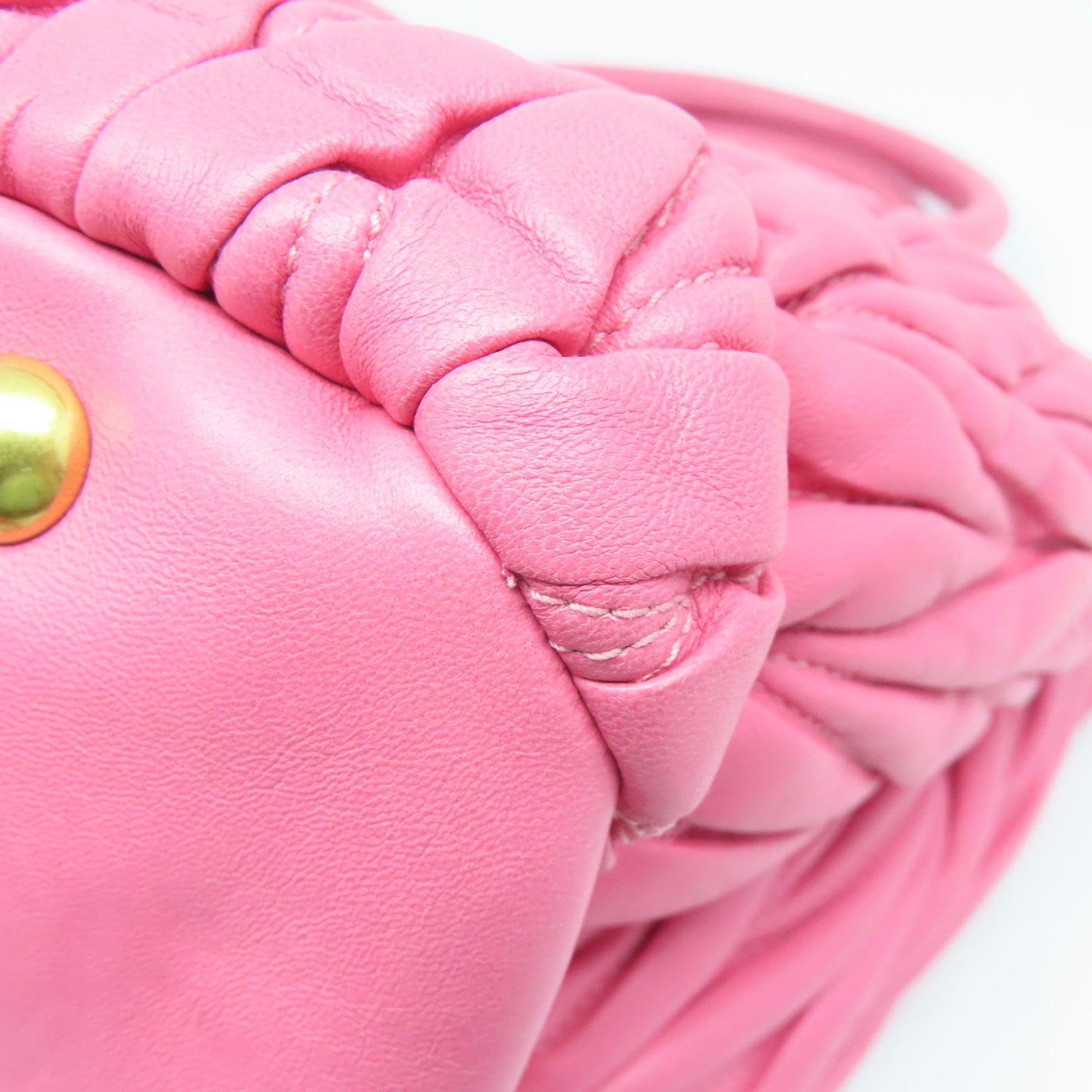 Miu Miu 羊皮皮革2way Shoulder Bag金扣手挽肩背两用袋粉红色