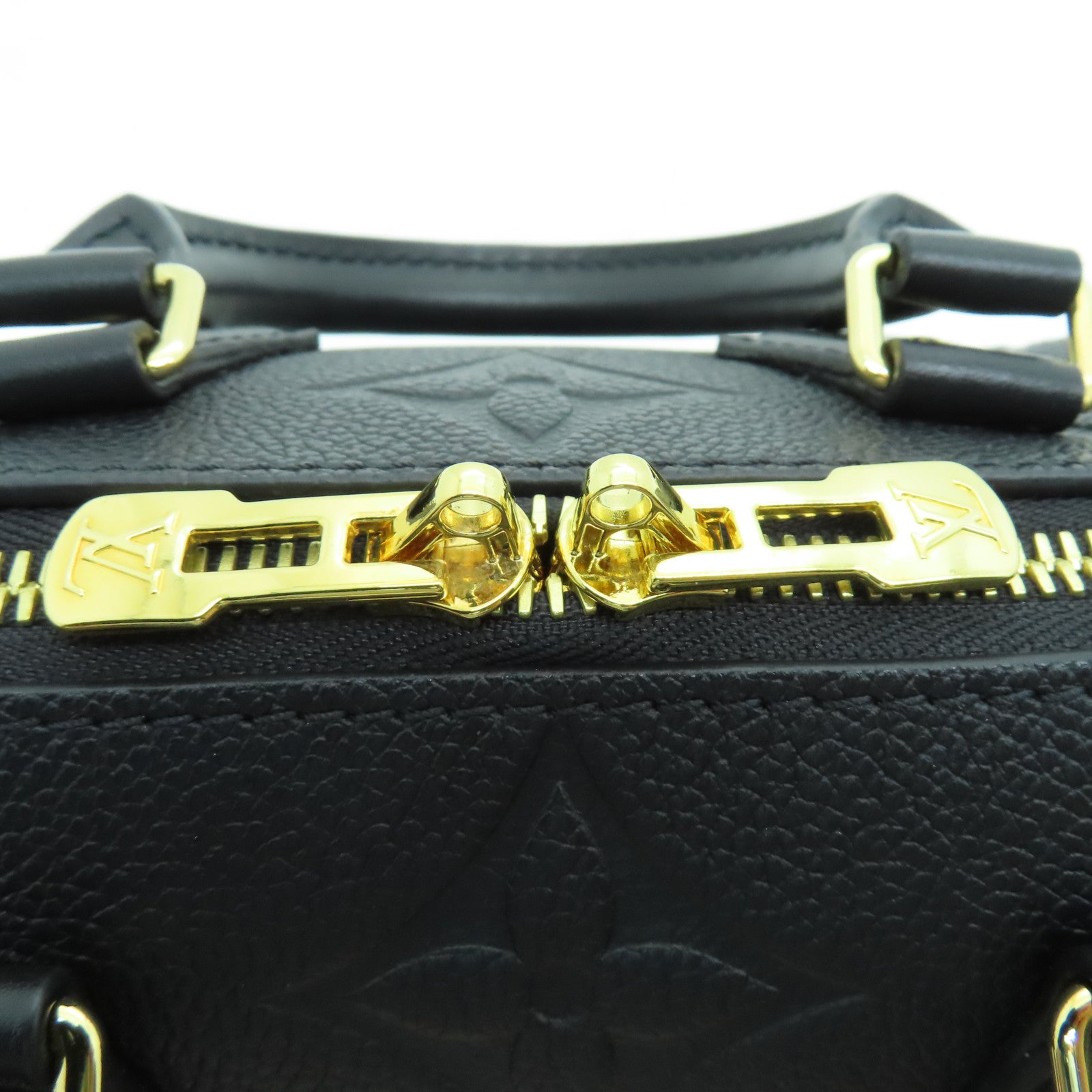 LOUIS VUITTON Monogram Empreinte Speedy Nano金扣手挽肩背兩用袋黑色