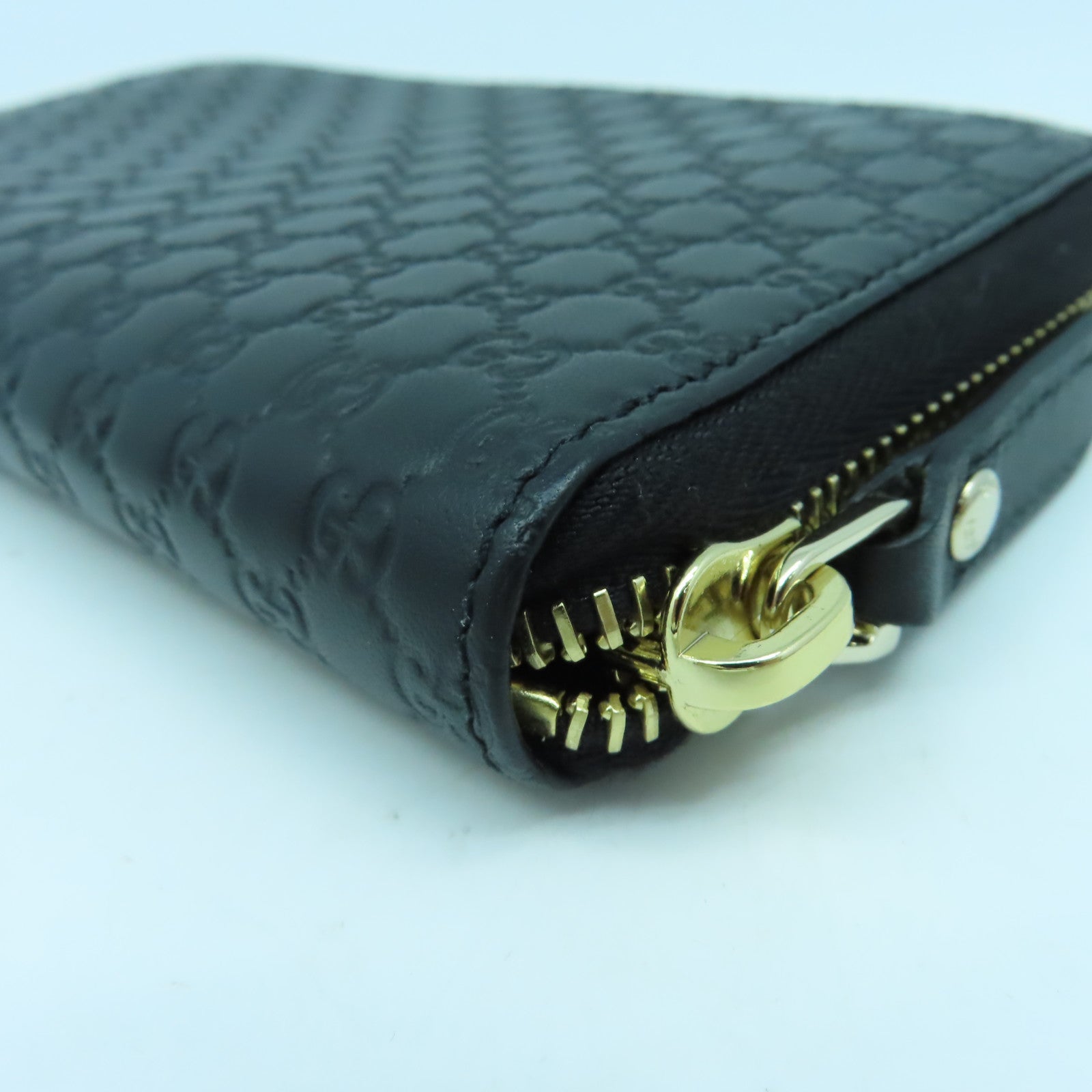 GUCCI 牛皮皮革Zipper Long Wallet金扣長錢包黑色