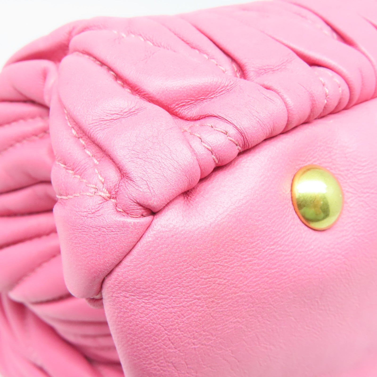 Miu Miu 羊皮皮革2way Shoulder Bag金扣手挽肩背两用袋粉红色