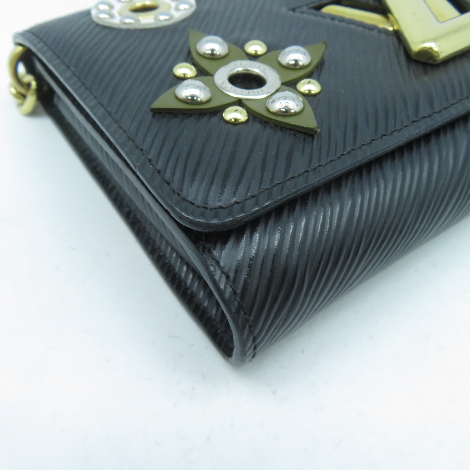LOUIS VUITTON Epi Portefeuille Twist金扣鏈帶肩背袋黑色