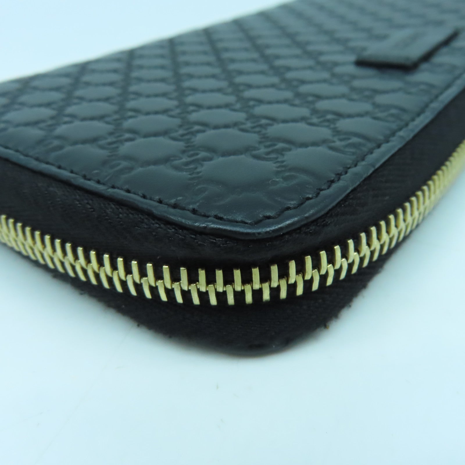 GUCCI 牛皮皮革Zipper Long Wallet金扣長錢包黑色