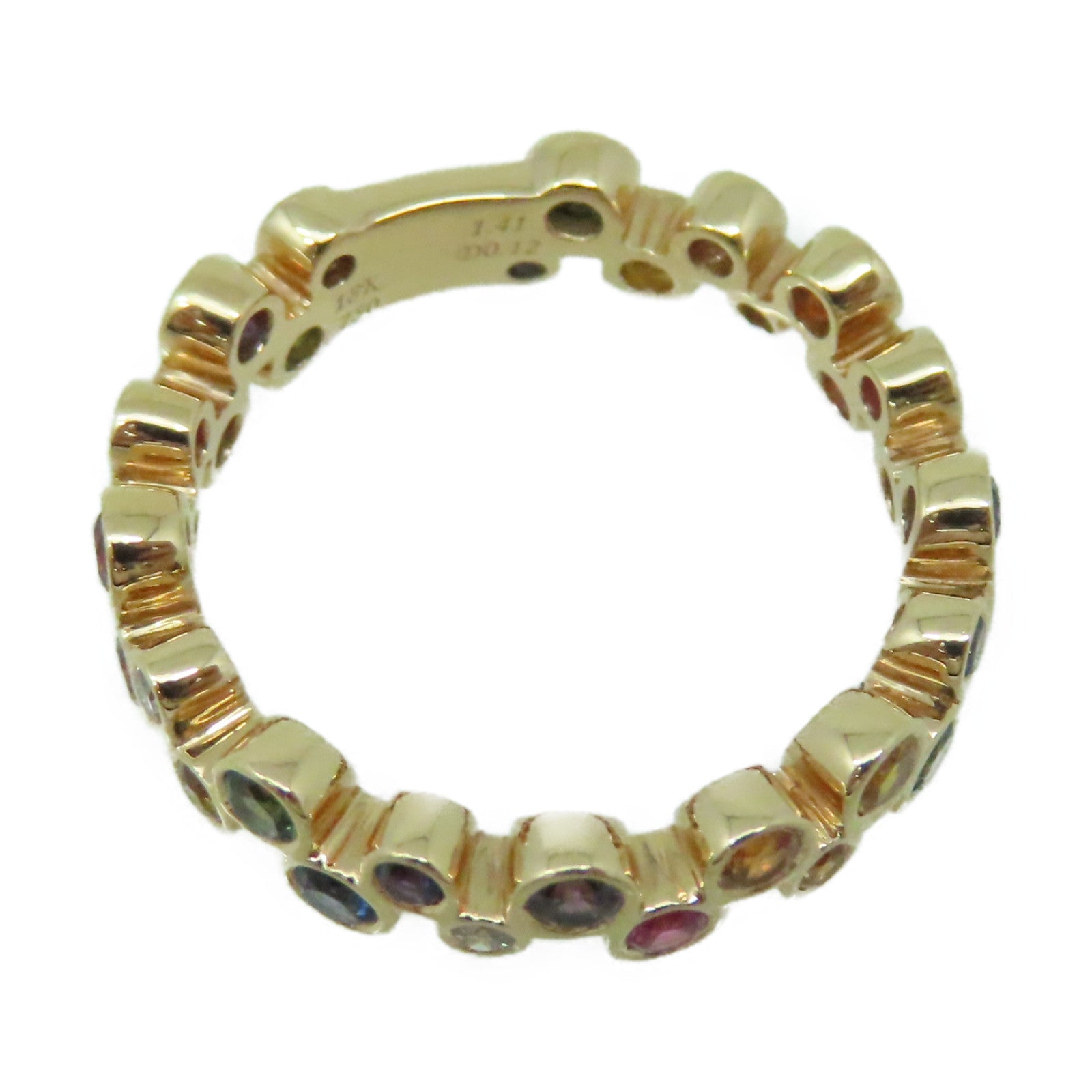 JEWELRY 18K玫瑰金/0.12ct鑽石/1.41ct彩色寶石Multi Stone Ring戒指US#6.5