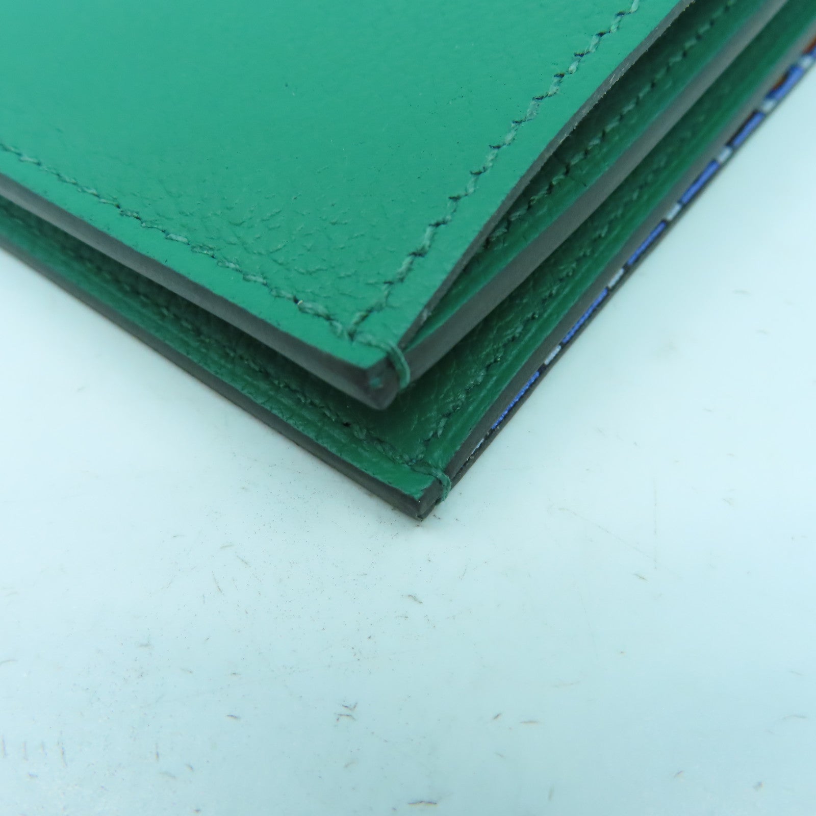 HERMES Evercolor皮革Citizen Twill Compact Wallet錢包Vert Vertigo絲絨綠