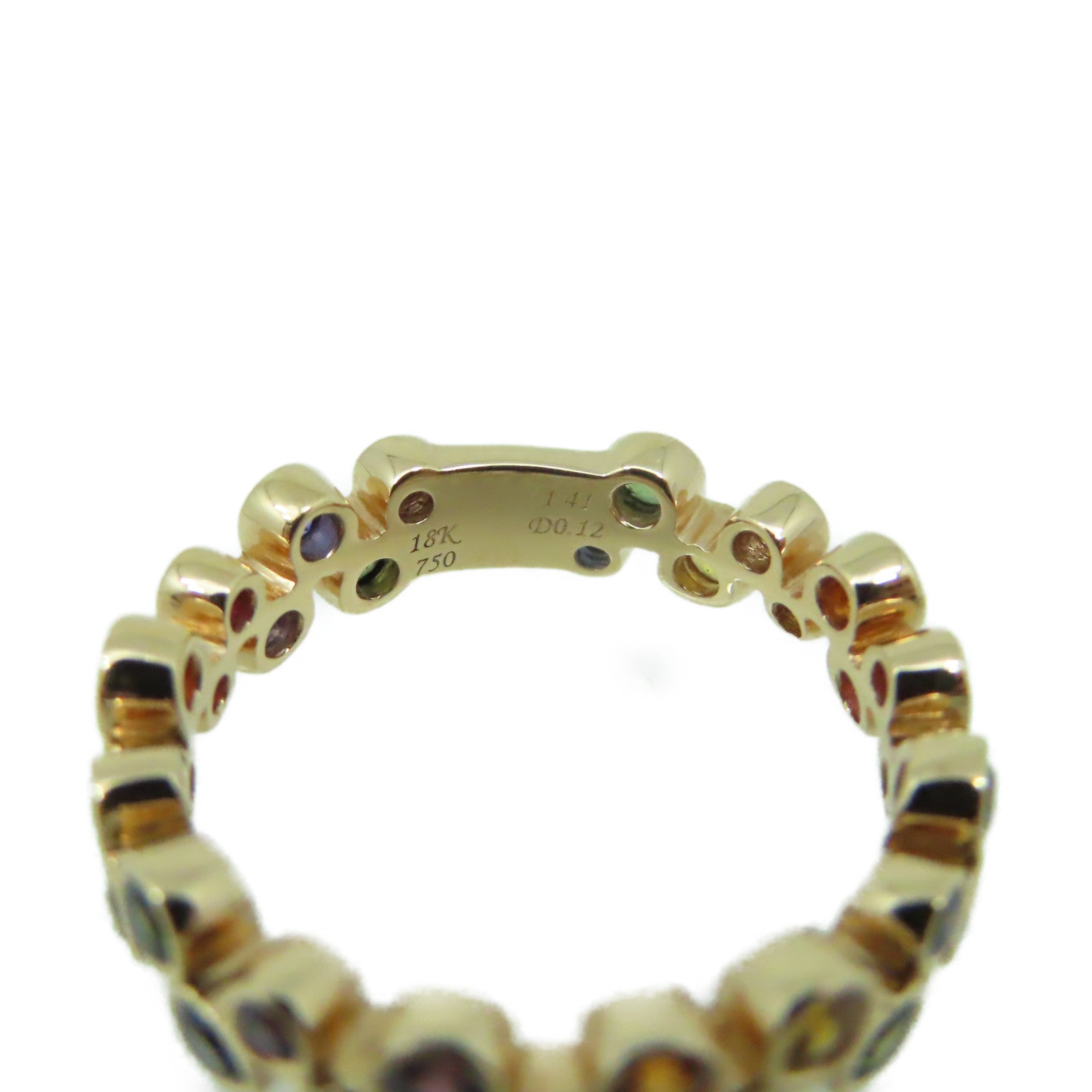 JEWELRY 18K玫瑰金/0.12ct鑽石/1.41ct彩色寶石Multi Stone Ring戒指US#6.5