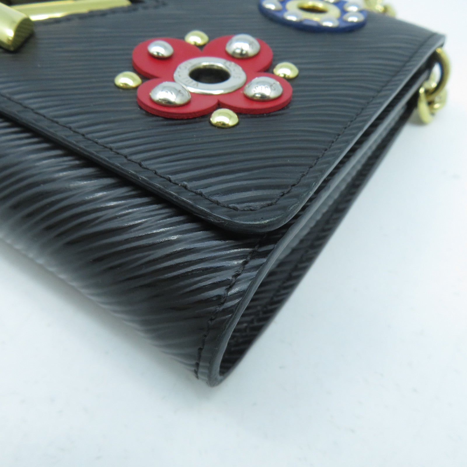 LOUIS VUITTON Epi Portefeuille Twist金扣鏈帶肩背袋黑色