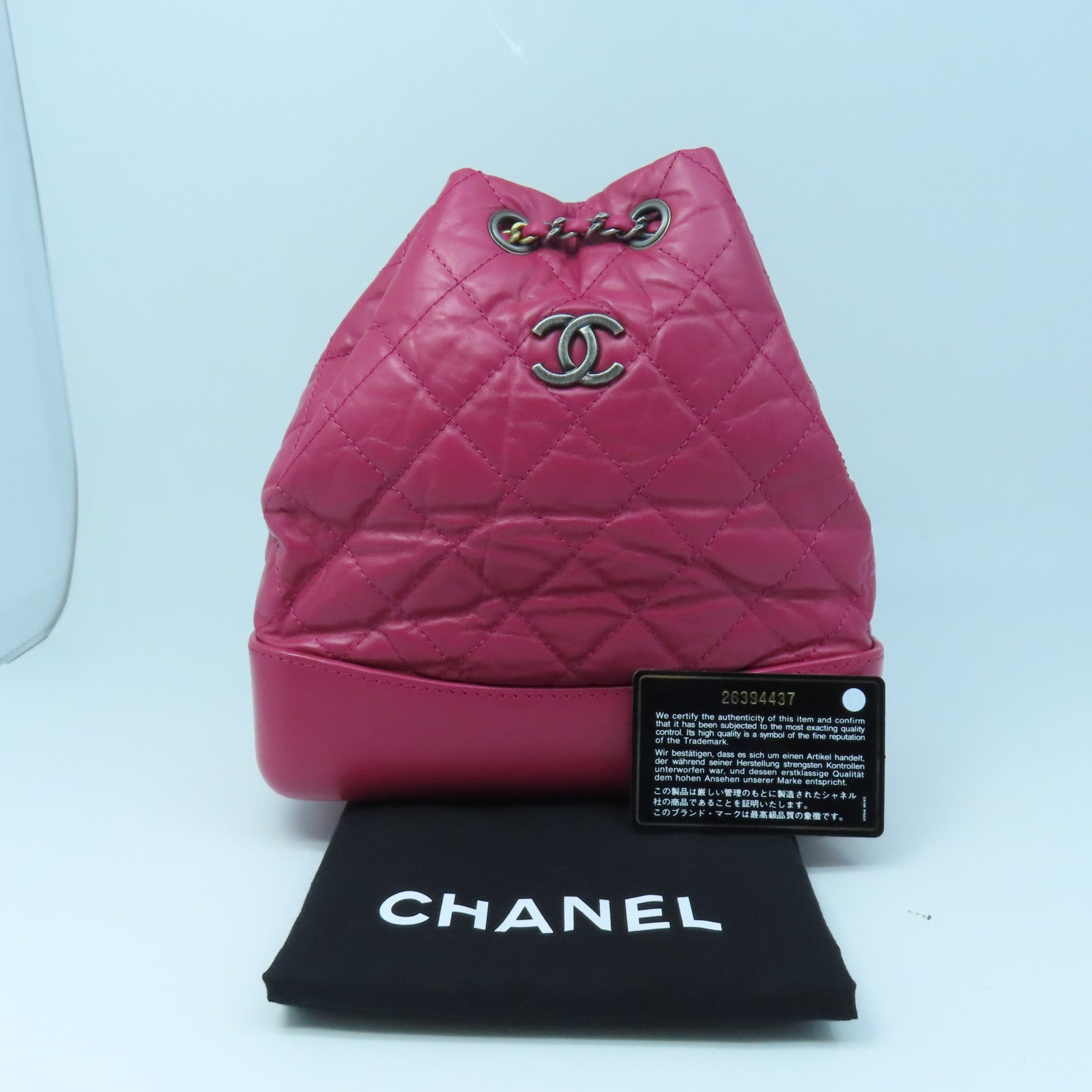 CHANEL Rhombus Sheepskin Leather Backpack Chain Belt Backpack Pink