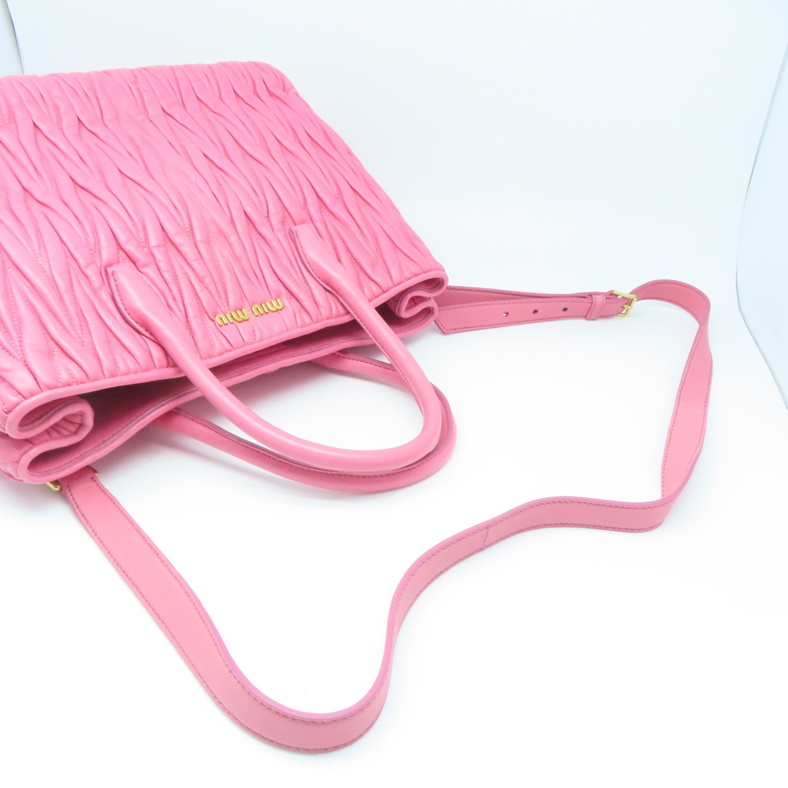 Miu Miu 羊皮皮革2way Shoulder Bag金扣手挽肩背两用袋粉红色