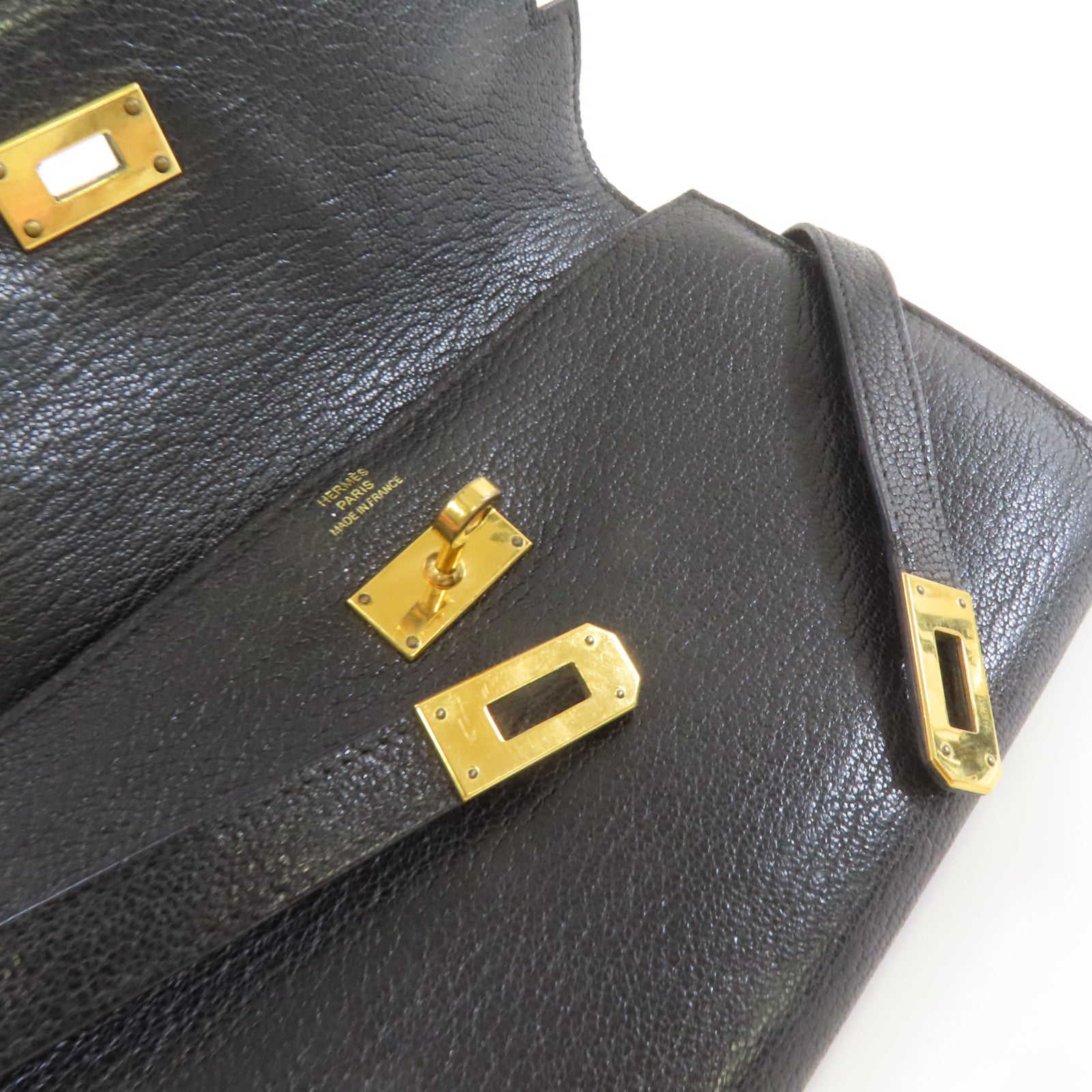 HERMES Chevre皮革Kelly Long Wallet金扣長錢包黑色