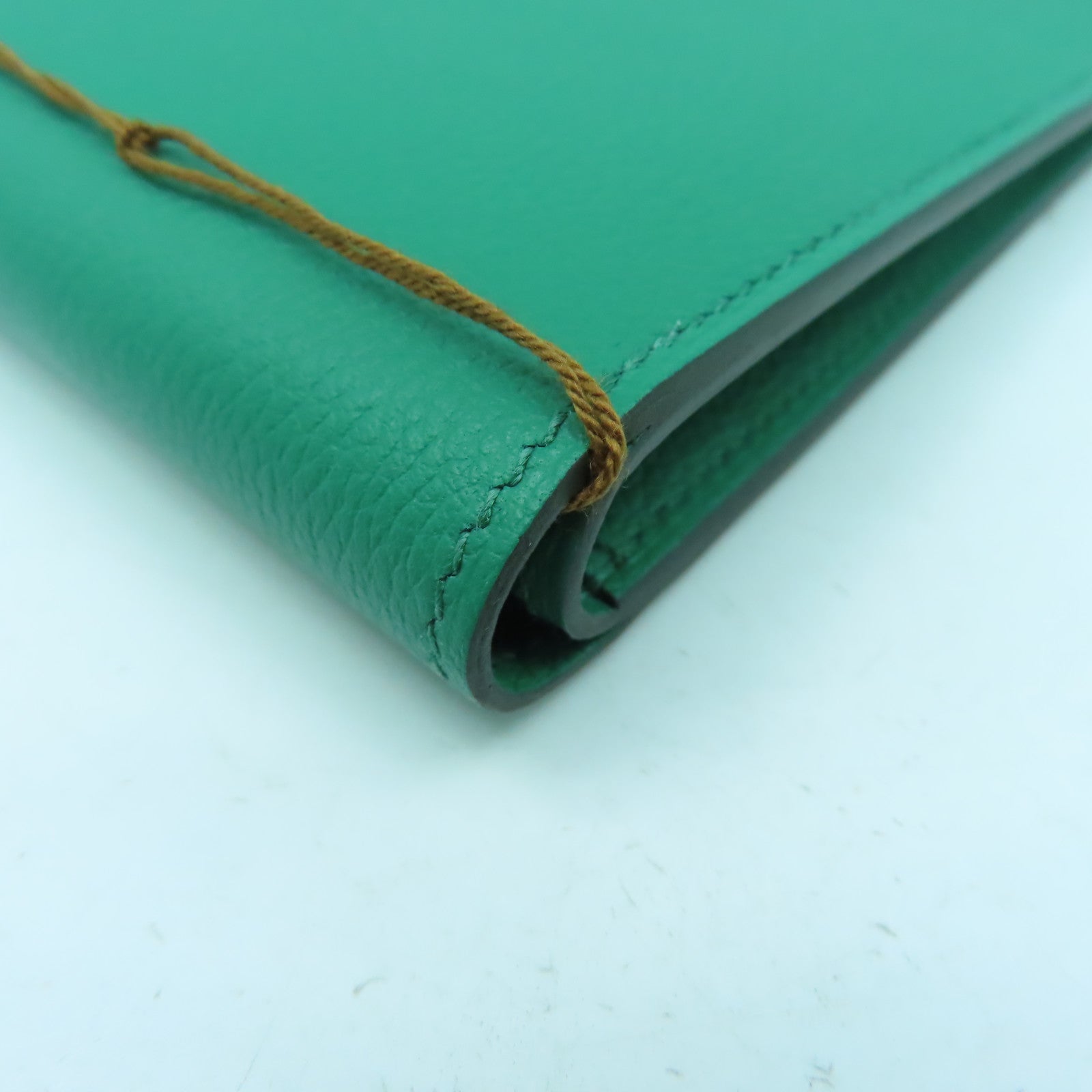 HERMES Evercolor皮革Citizen Twill Compact Wallet錢包Vert Vertigo絲絨綠