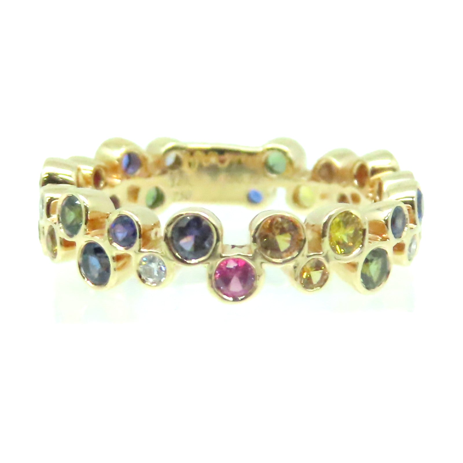 JEWELRY 18K玫瑰金/0.12ct鑽石/1.41ct彩色寶石Multi Stone Ring戒指US#6.5