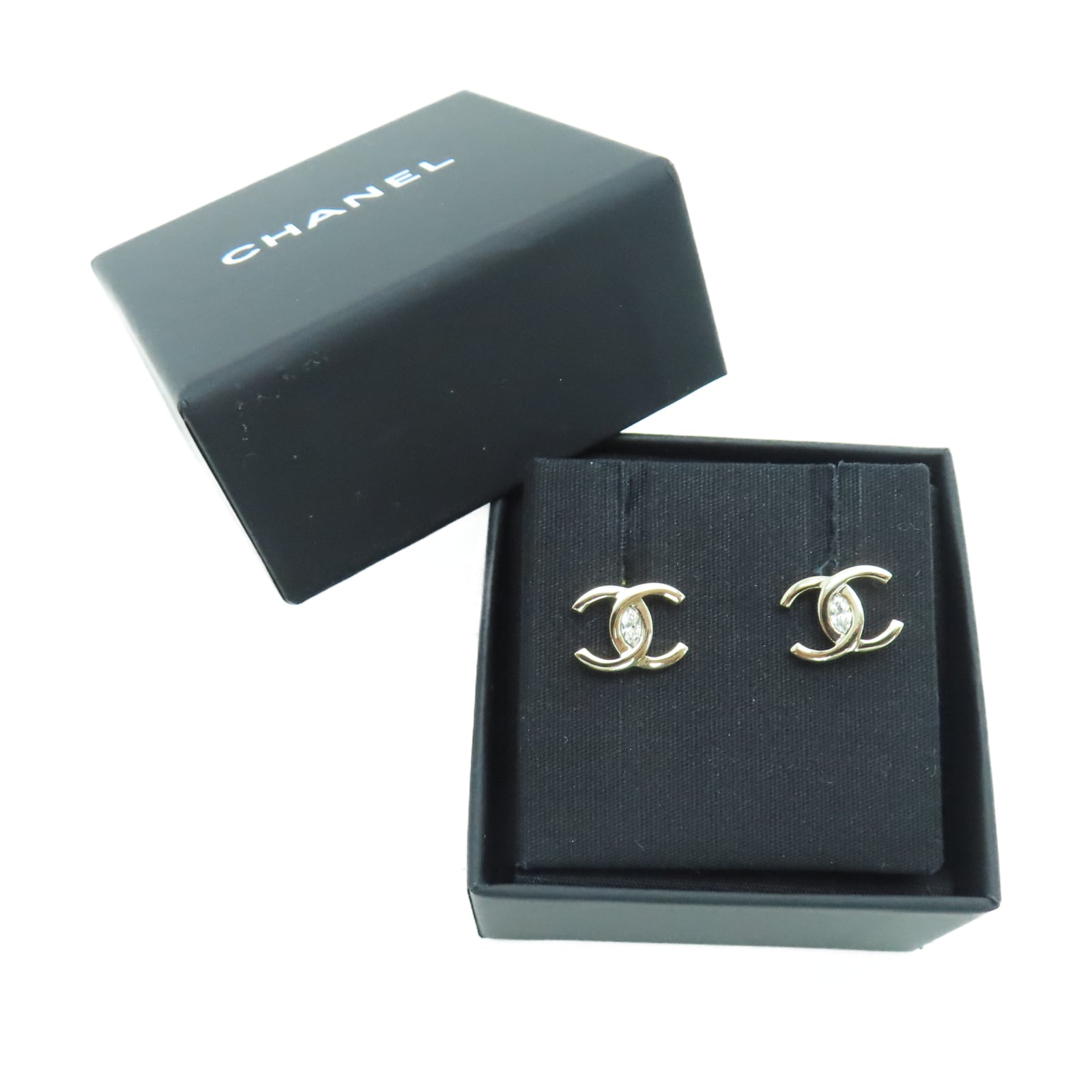 CHANEL 金屬Logo Earrings耳環金色