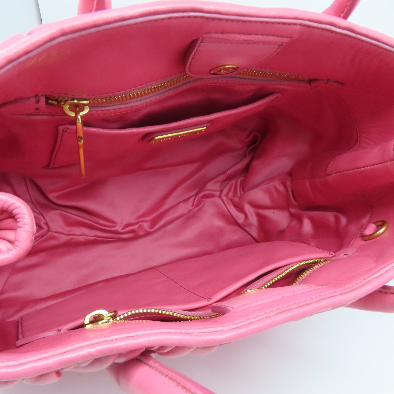 Miu Miu 羊皮皮革2way Shoulder Bag金扣手挽肩背两用袋粉红色