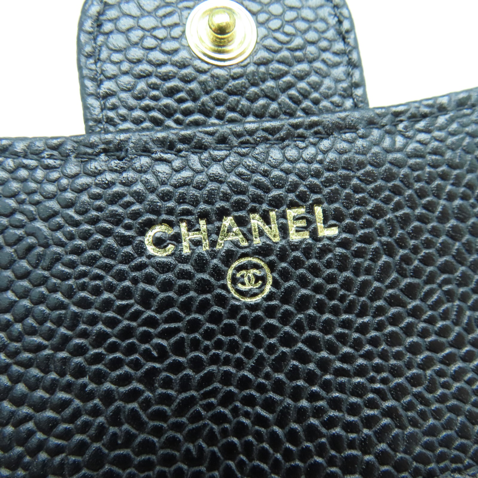 CHANEL 菱格Caviar皮革Wallet金扣錢包黑色