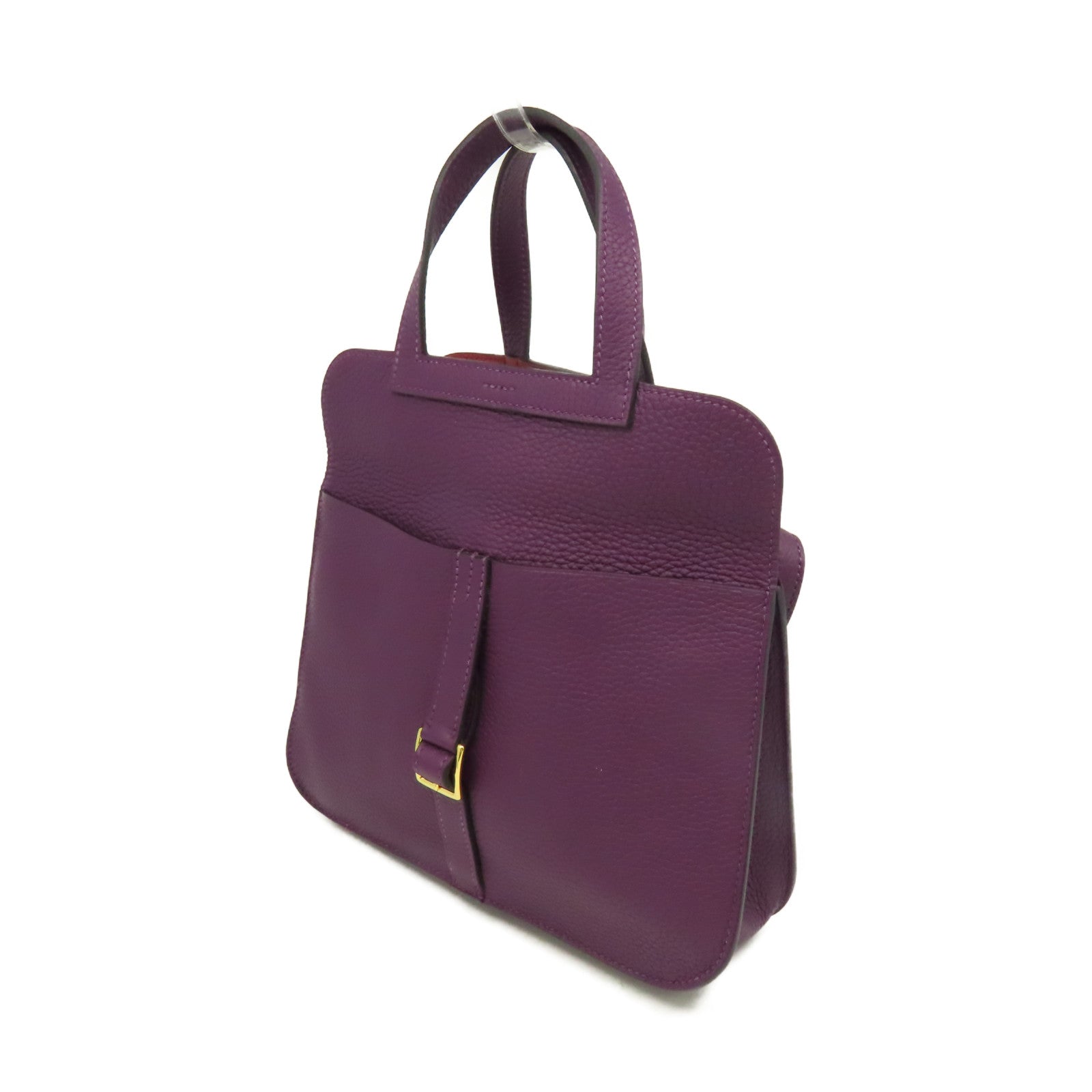 HERMES Clemence皮革Halzan 25 2Way Shoulder Bag金扣手挽肩背兩用袋紫色/Rouge Grenat石榴紅色