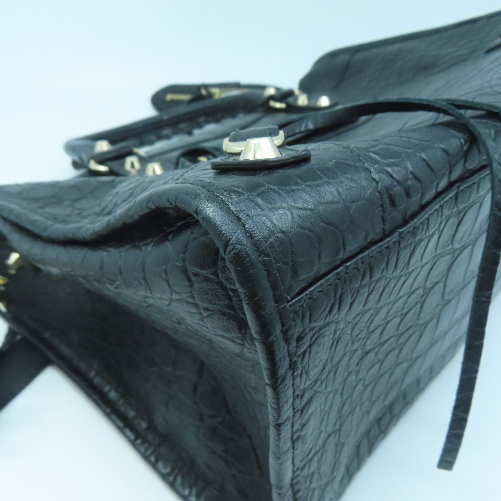 BALENCIAGA 牛皮皮革City金扣手挽肩背兩用袋黑色