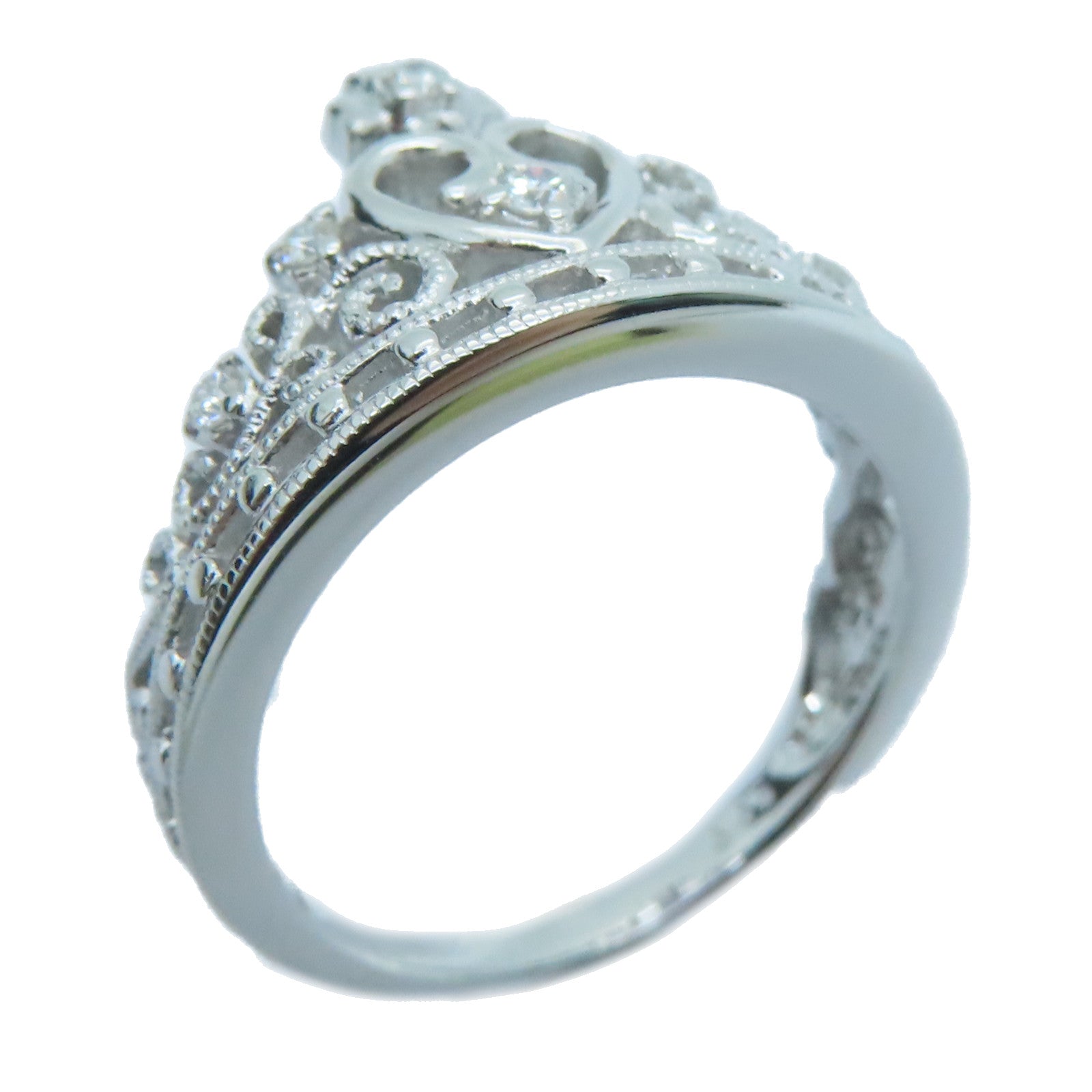 JEWELRY 18K White Gold Diamond Ring 0.09ct Diamond Ring US#4.75
