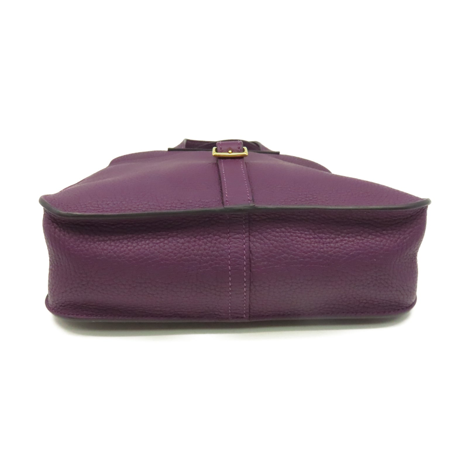 HERMES Clemence皮革Halzan 25 2Way Shoulder Bag金扣手挽肩背兩用袋紫色/Rouge Grenat石榴紅色