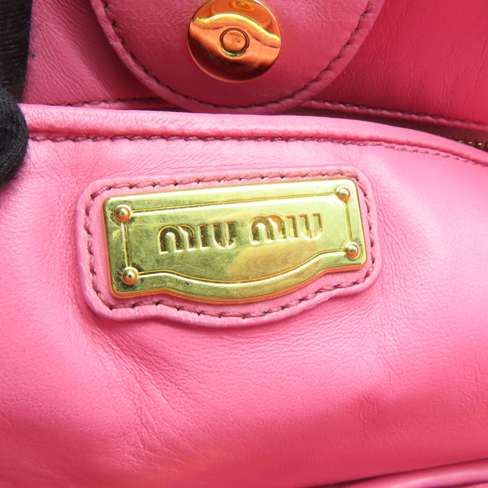 Miu Miu 羊皮皮革2way Shoulder Bag金扣手挽肩背两用袋粉红色