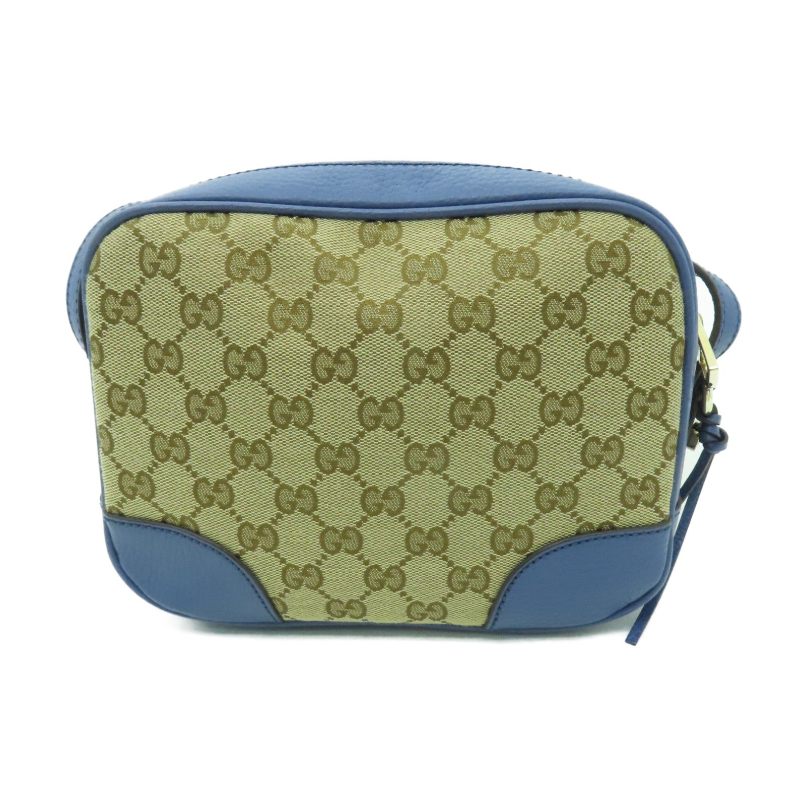 GUCCI 帆布/皮革Shoulder Bag金扣肩背袋啡色/藍色