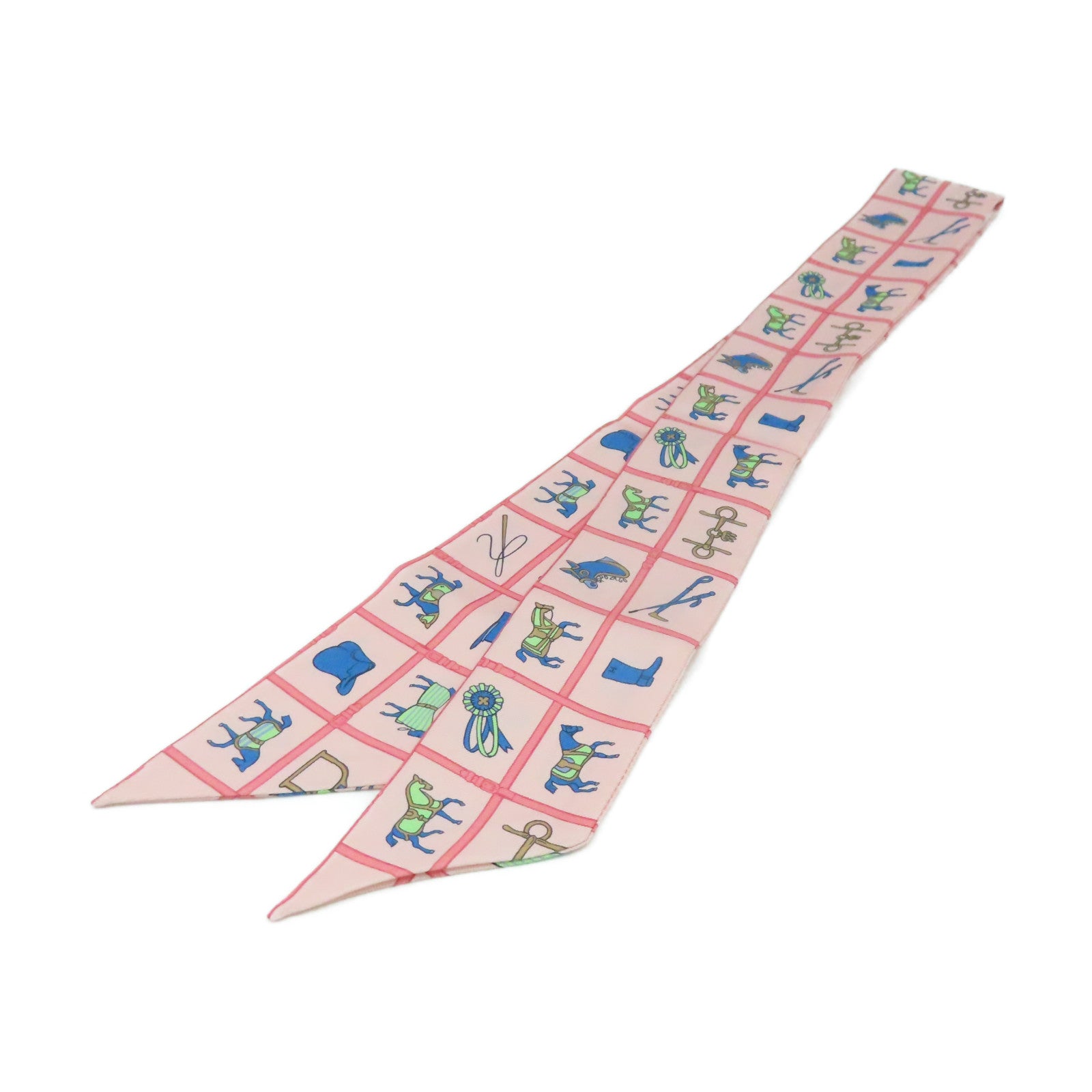 HERMES 絲質Twilly Scarf絲巾粉紅色/彩色