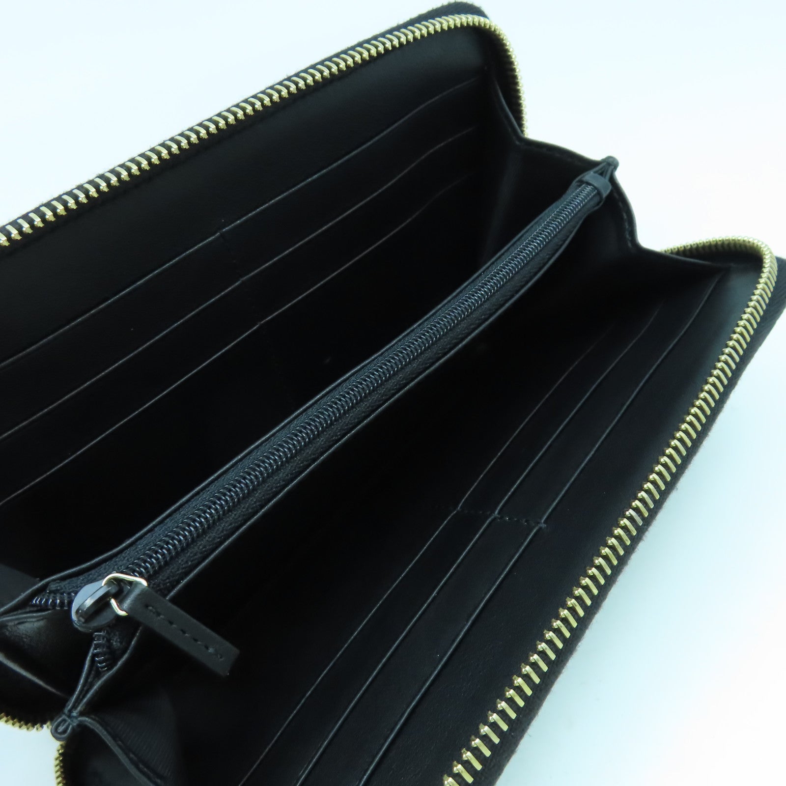 GUCCI 牛皮皮革Zipper Long Wallet金扣長錢包黑色