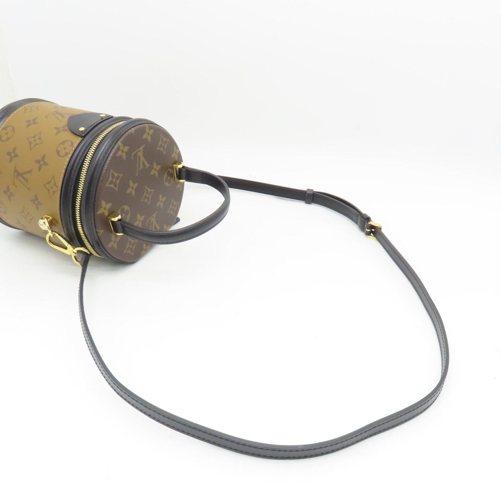 LOUIS VUITTON Monogram Reverse Cannes金扣肩背袋啡色