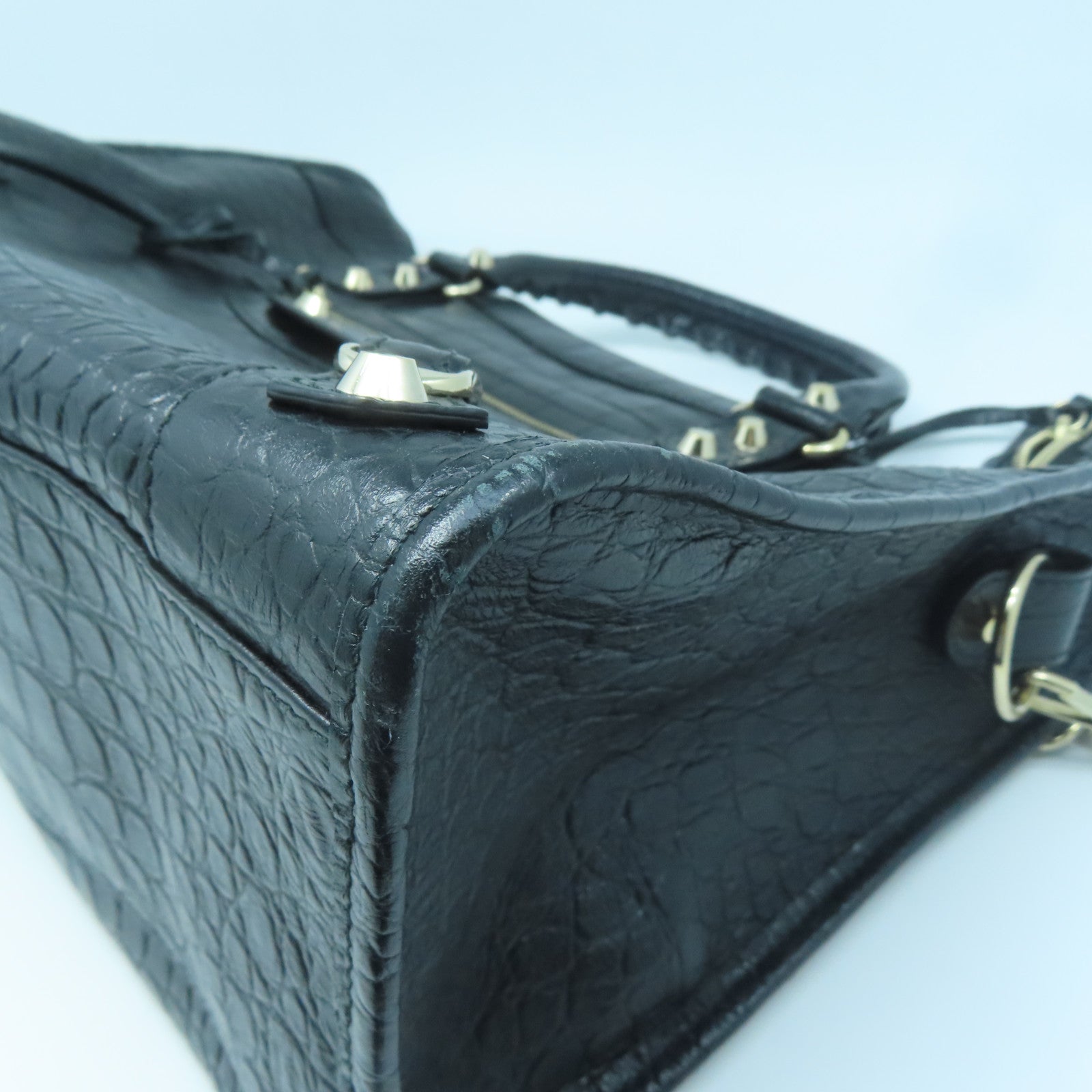 BALENCIAGA 牛皮皮革City金扣手挽肩背兩用袋黑色