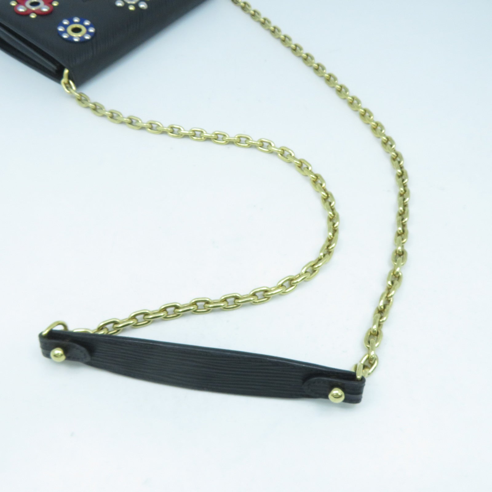 LOUIS VUITTON Epi Portefeuille Twist金扣鏈帶肩背袋黑色