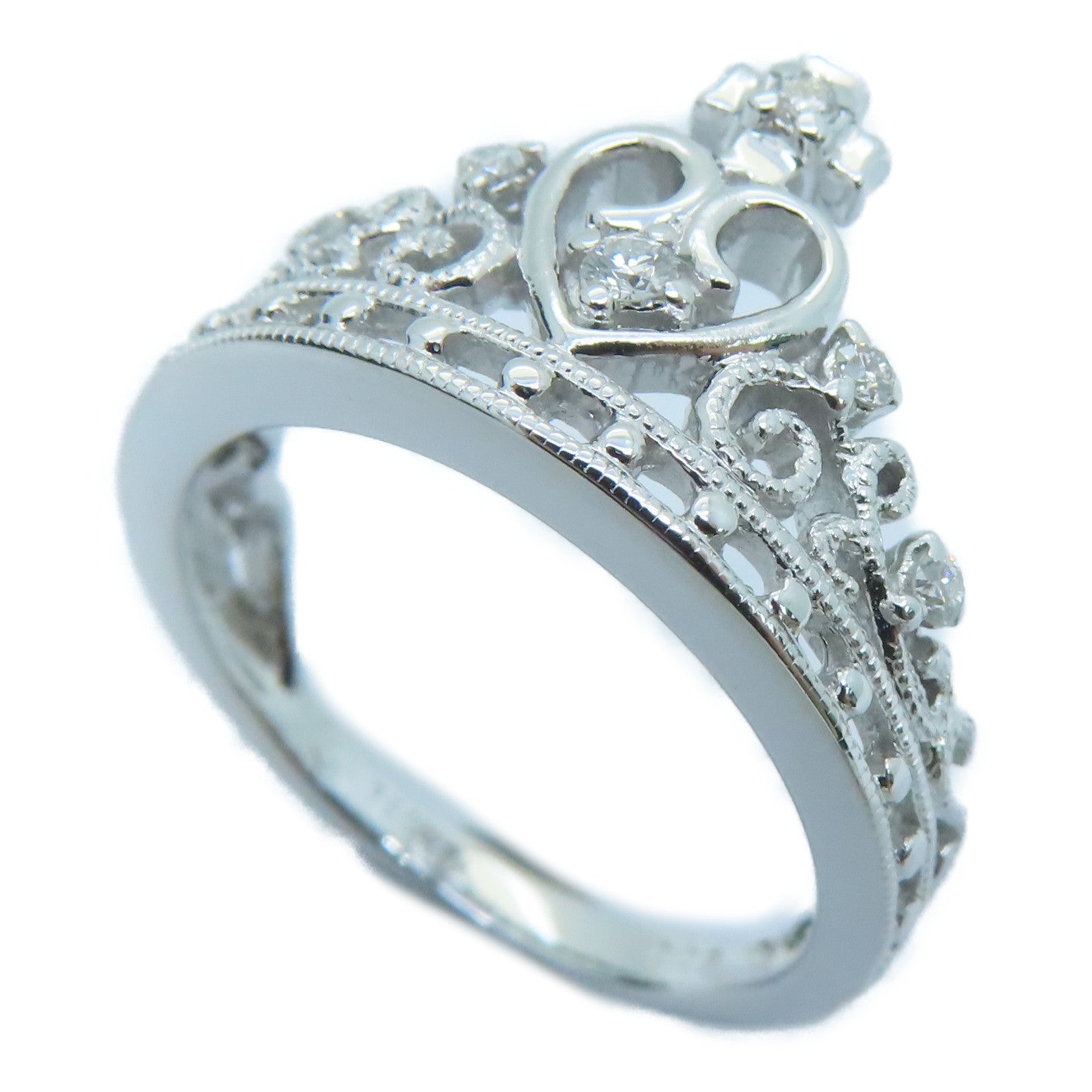 JEWELRY 18K White Gold Diamond Ring 0.09ct Diamond Ring US#4.75