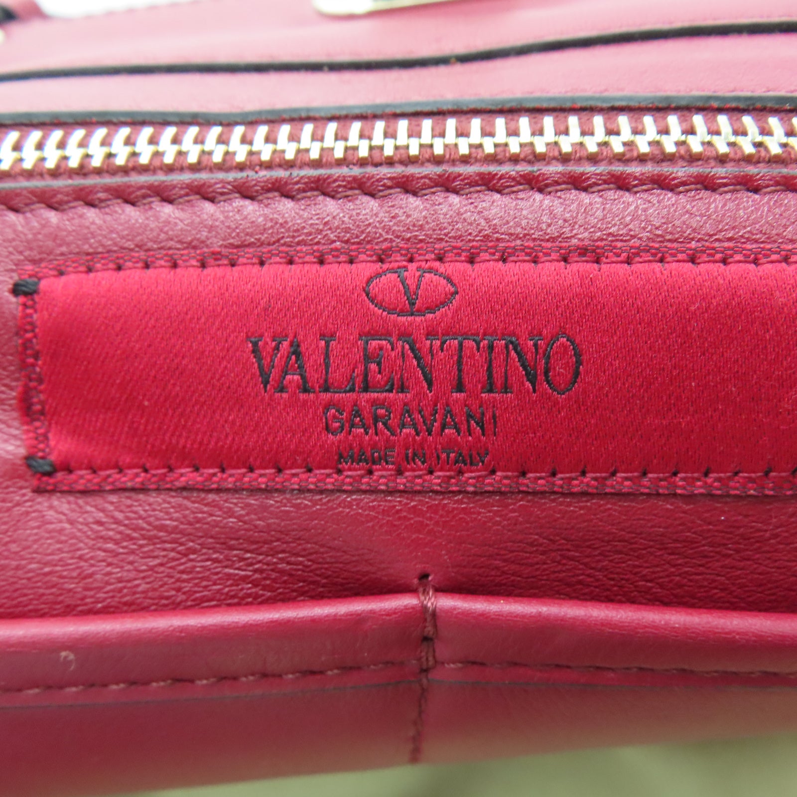 Valentino Leather Rockstud Gold Buckle Handle Shoulder Bag Red