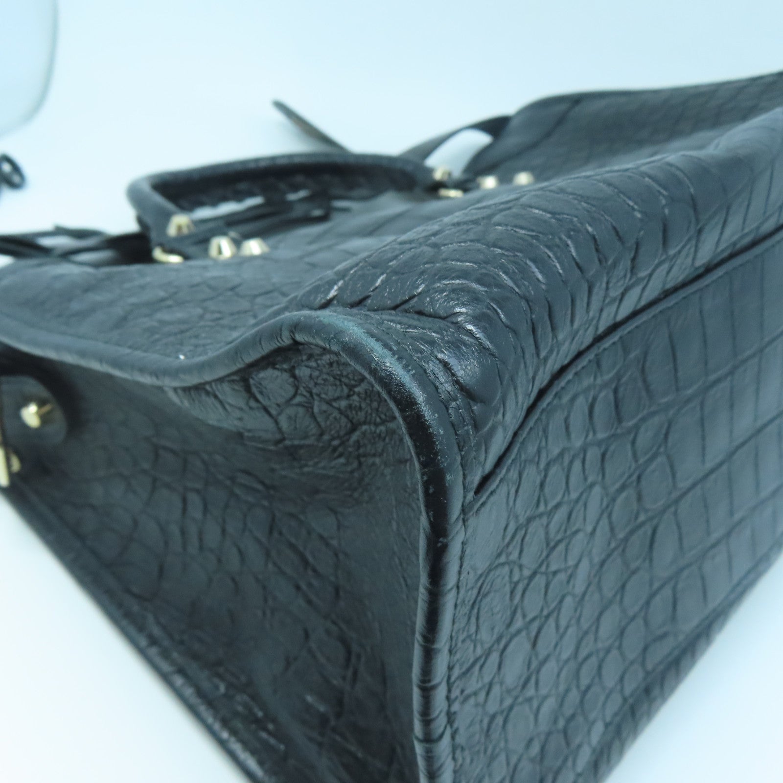 BALENCIAGA 牛皮皮革City金扣手挽肩背兩用袋黑色